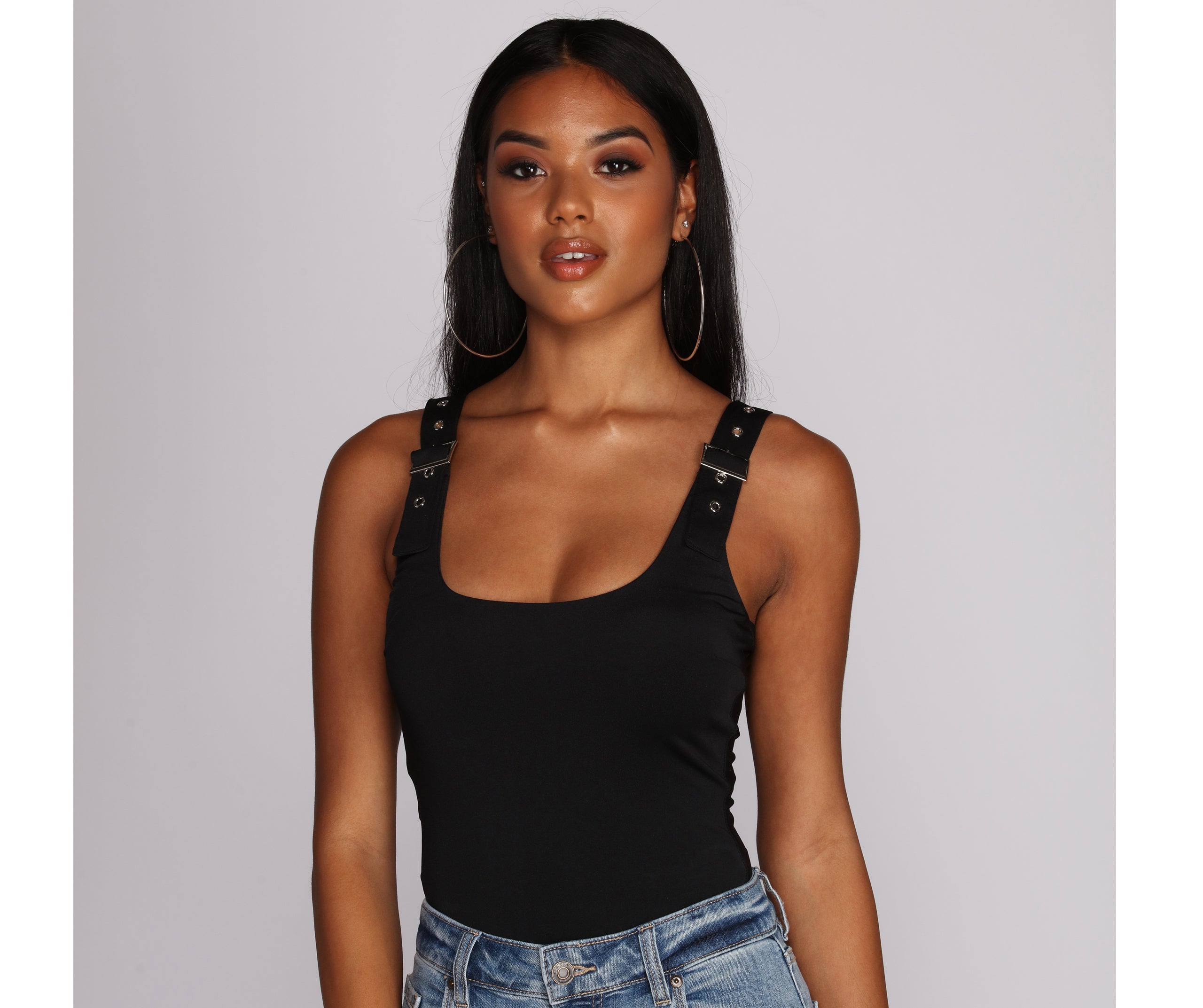 Buckle Down Sleeveless Bodysuit