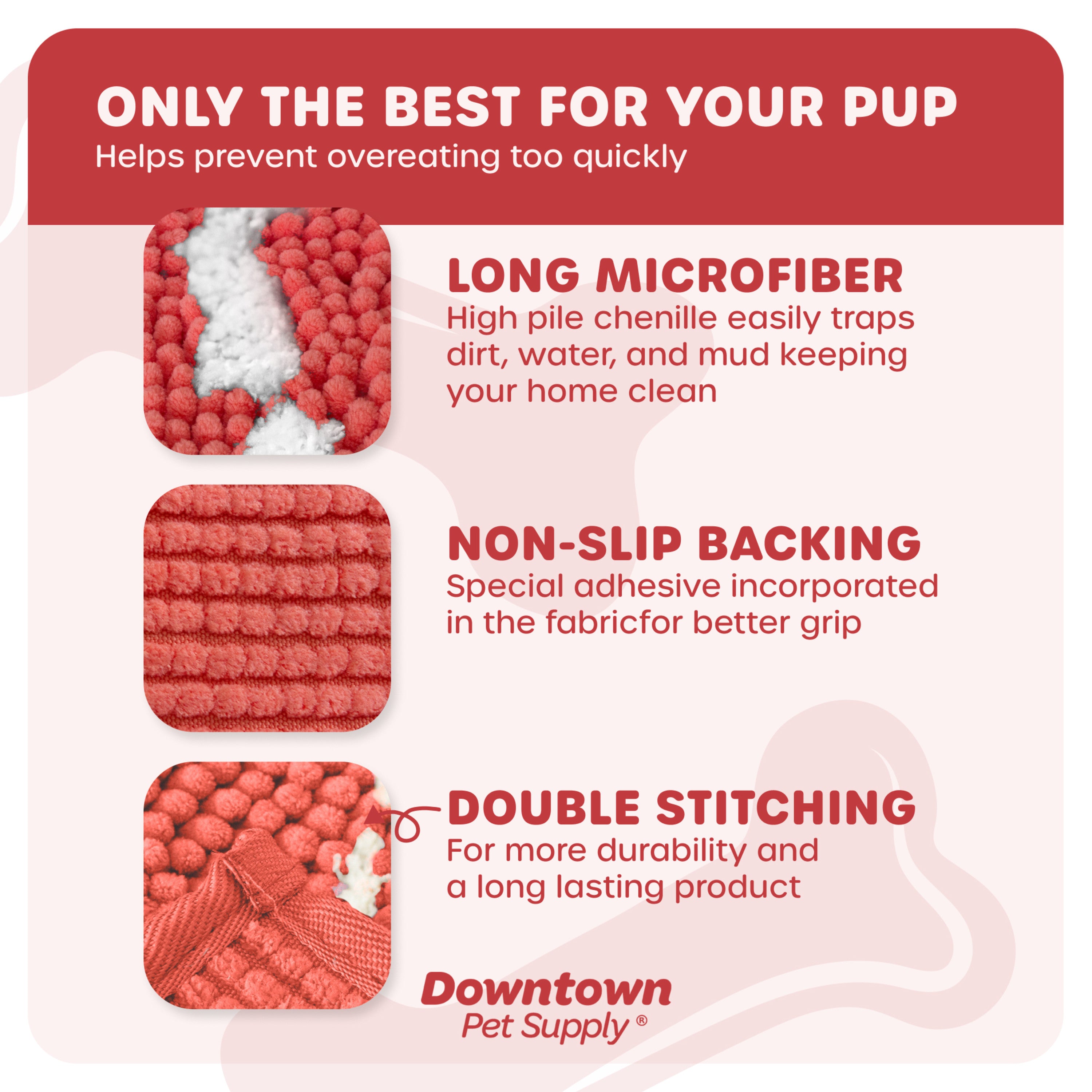 My Doggy Place Dog Mat for Muddy Paws， Washable Dog Door Mat， Light Coral， M