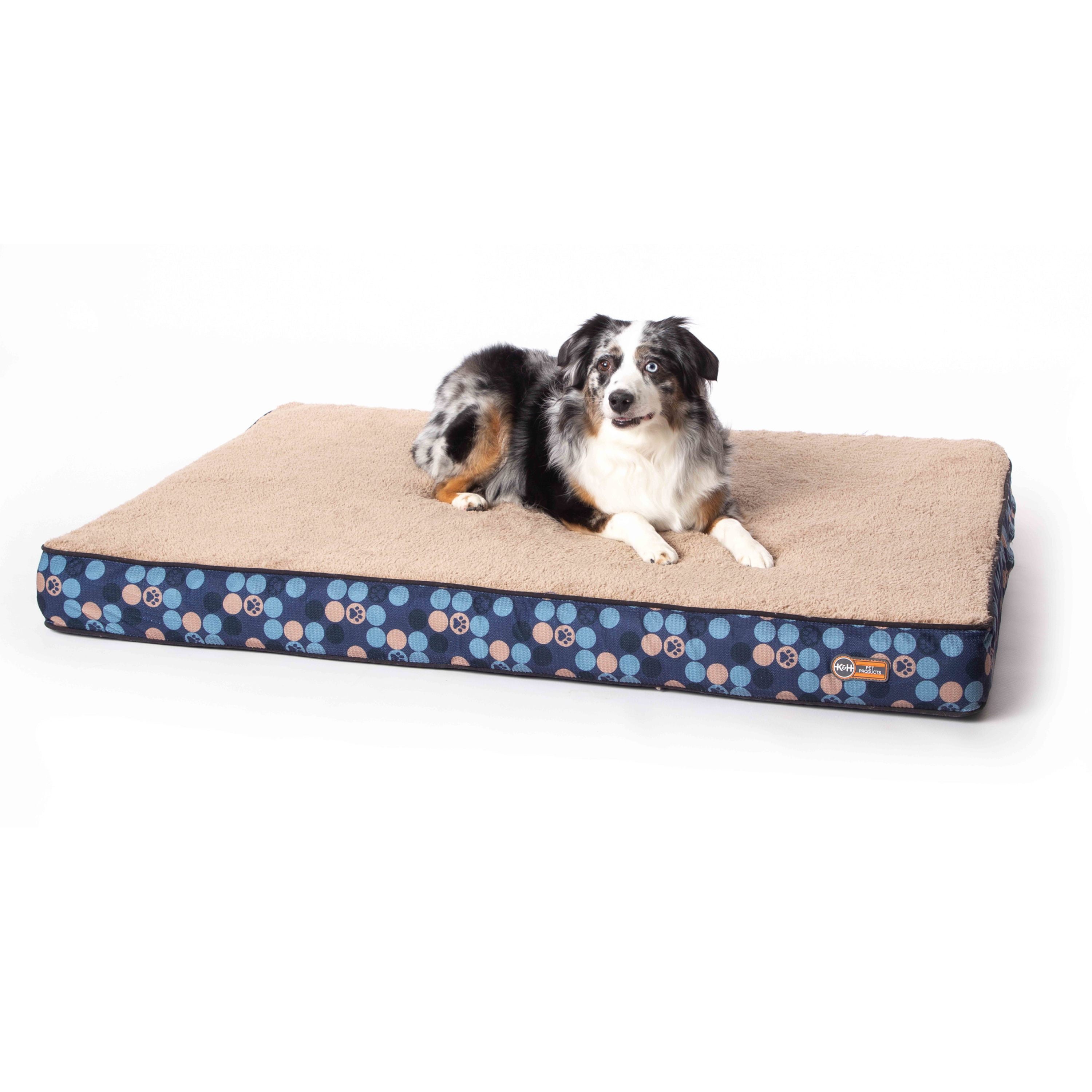 KandH Pet Products Superior Orthopedic Dog Bed Navy/Paw Large 35 X 46 Inches