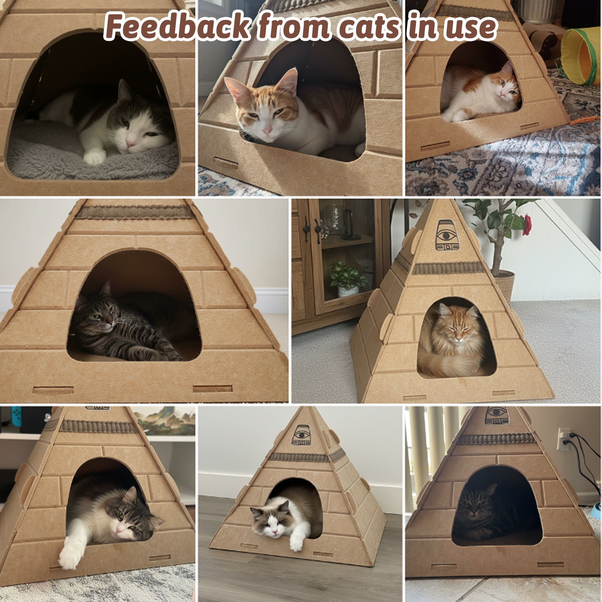 Pyramid Felt Cat Bed | Cat House – Secure Sleep & Scratching