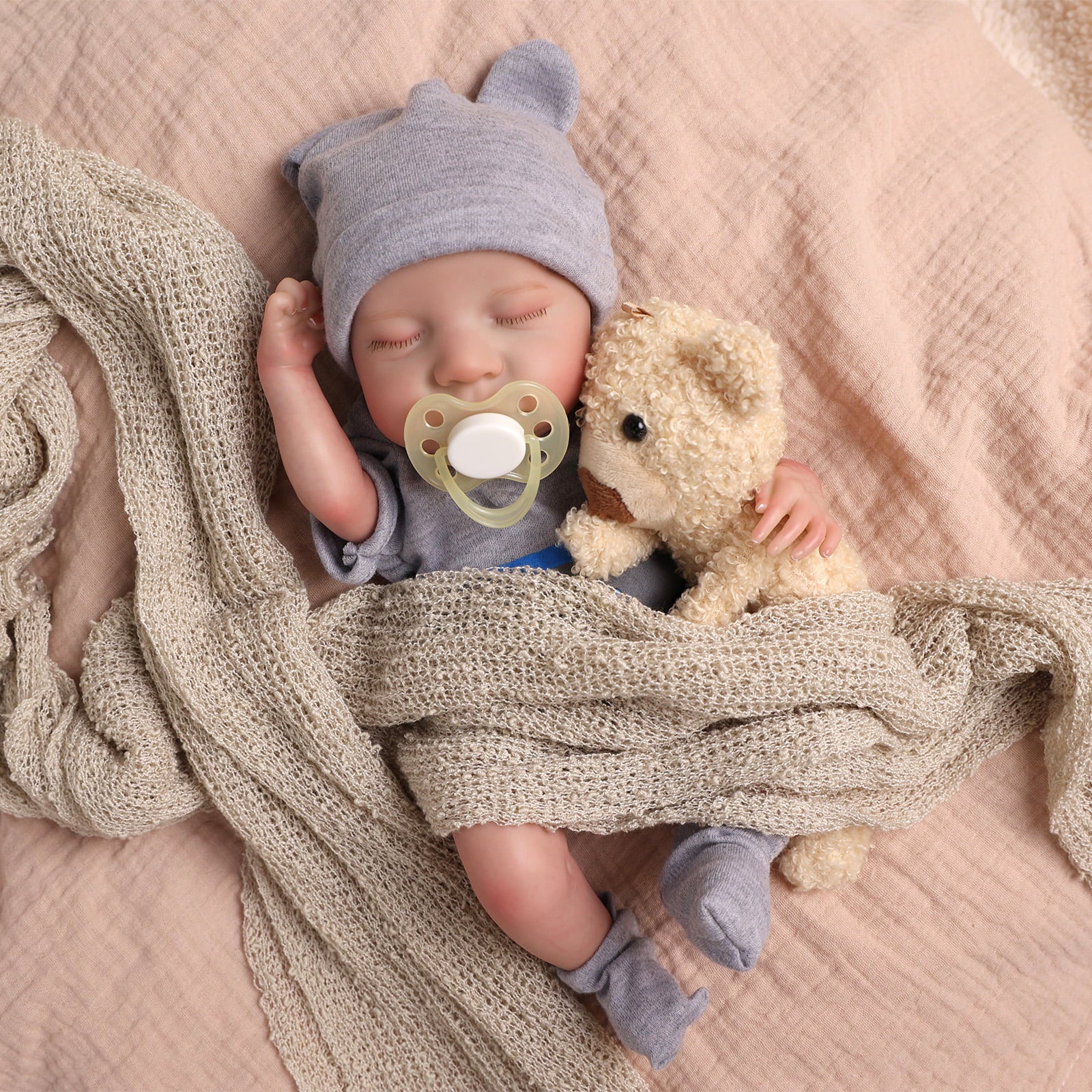 JIZHI 12 inch Lifelike Reborn Baby Dolls Realistic Sleeping Doll Girl with Clothes and Toy Accessories Gift for Children 3+