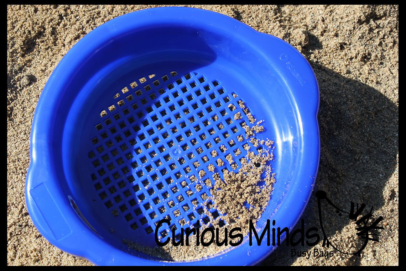 Sand Sifter with Large Gem and Coin Treasure Hunt Sand Toy - Dig sift and find buried coins jewels and gems