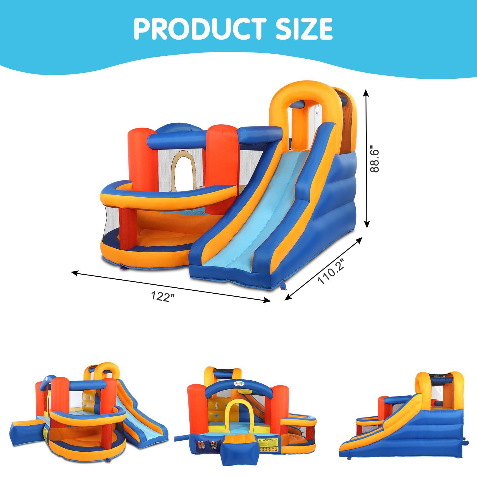 Ktaxon Kids Inflatable Bounce House Castle Ball Pit Jumper Play Slide Without Blower