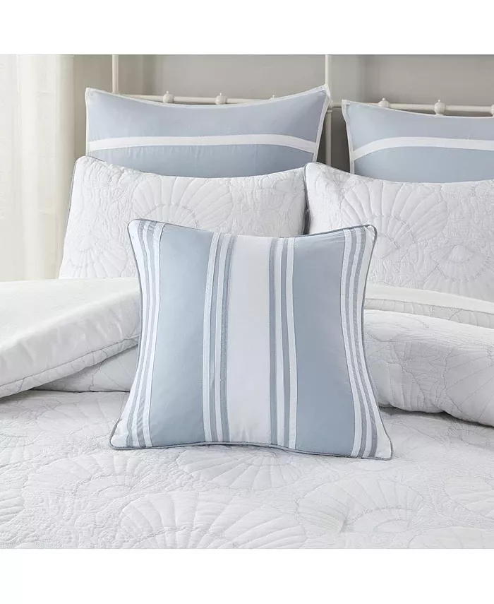 Gracie Mills Crystal Beach Pieced Square Pillow White 18x18