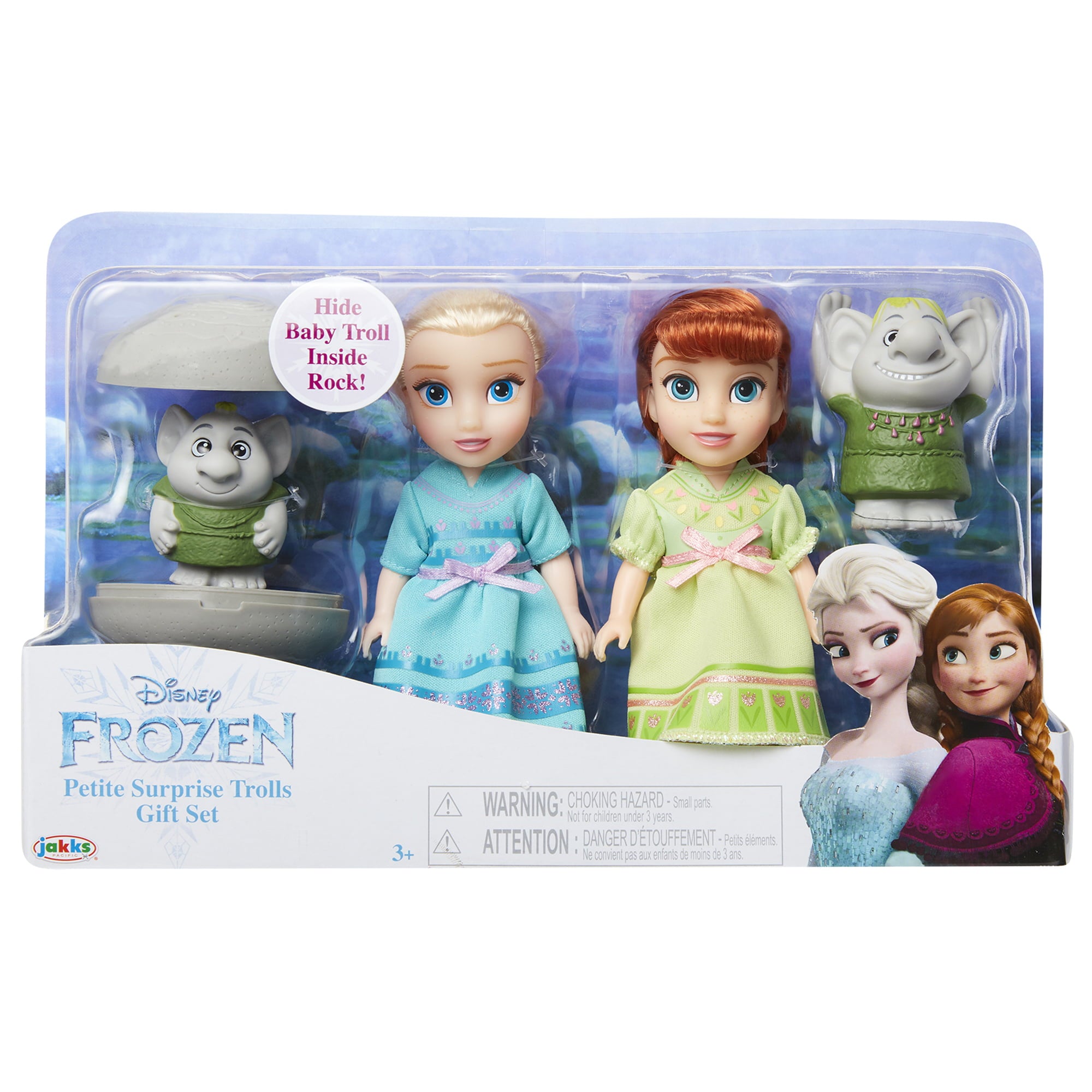 Disney Frozen 6 inch Petite Princess Anna and Elsa Fashion Dolls includes Surprise Trolls