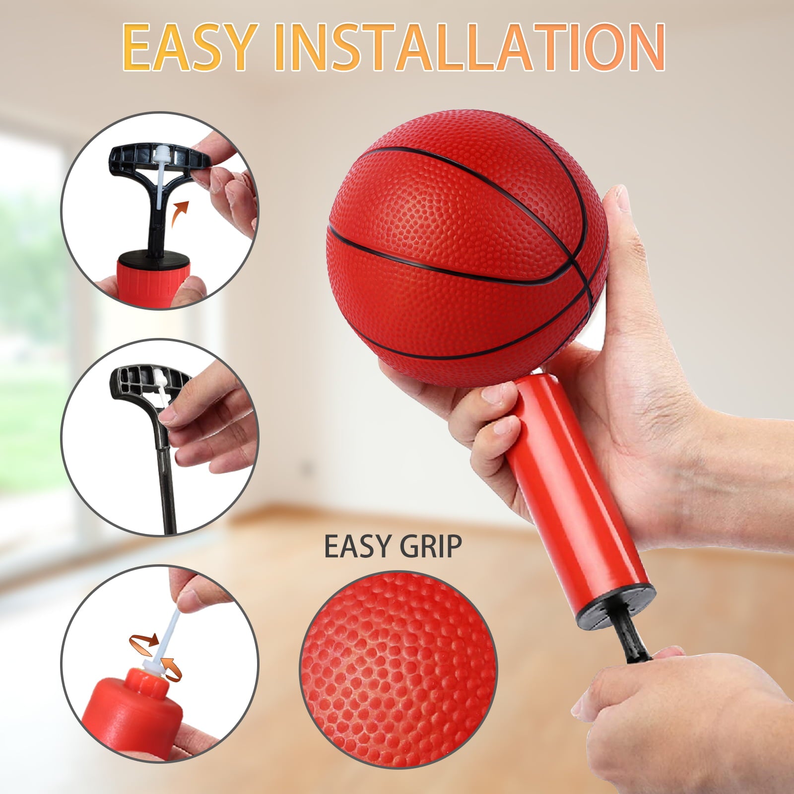 SUPER JOY Mini Basketball Hoop Over The Door， Wall Mounted Basketball Hoop Set with Accessories， Indoor Basketball Toy for Kids and Adults