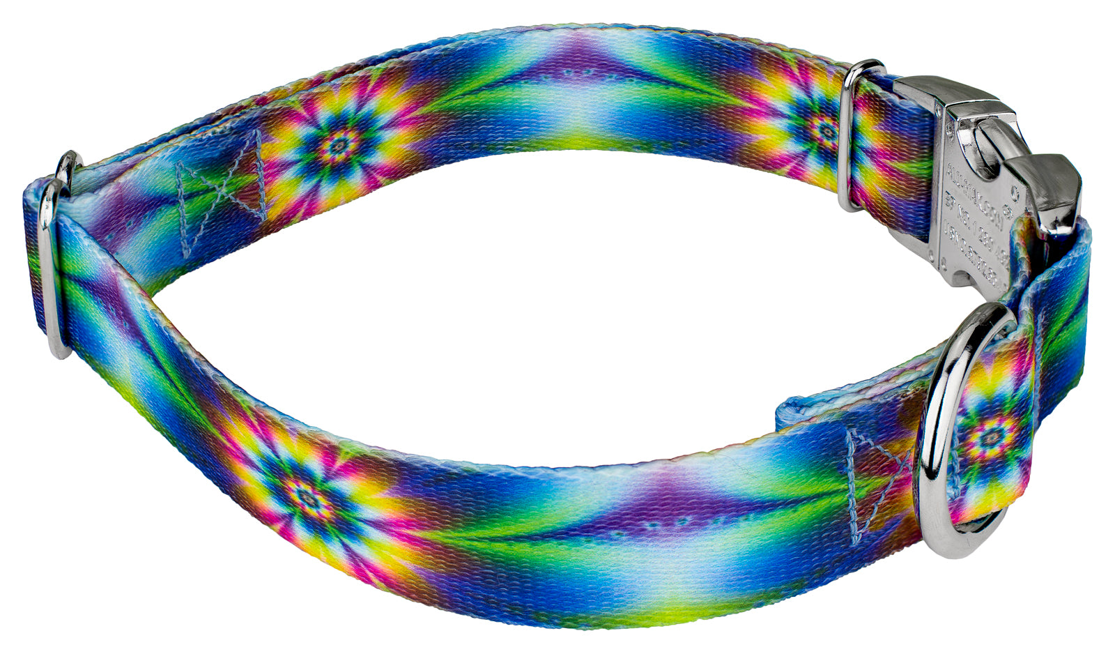 Country Brook Petz® Premium Tie Dye Flowers Dog Collar and Leash， Large