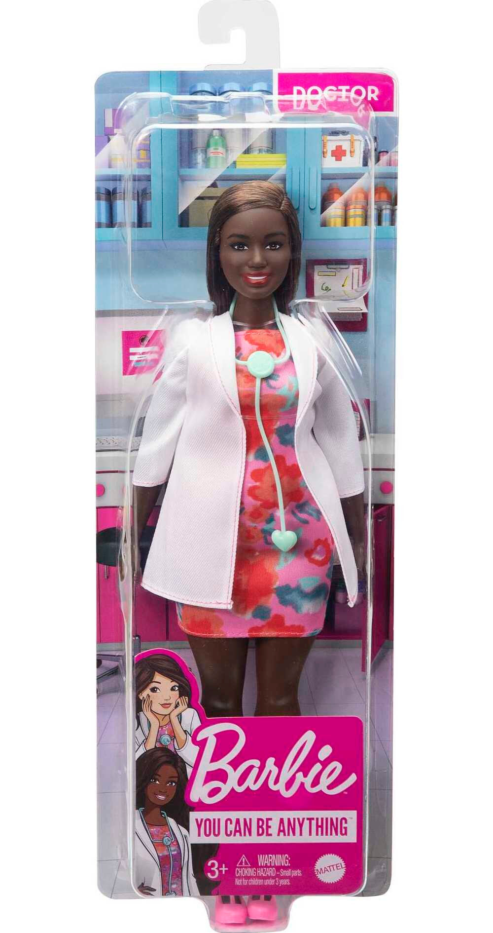 Barbie Doctor Fashion Doll Dressed in Doctor Coat with Curvy Shape & Medical Accessories