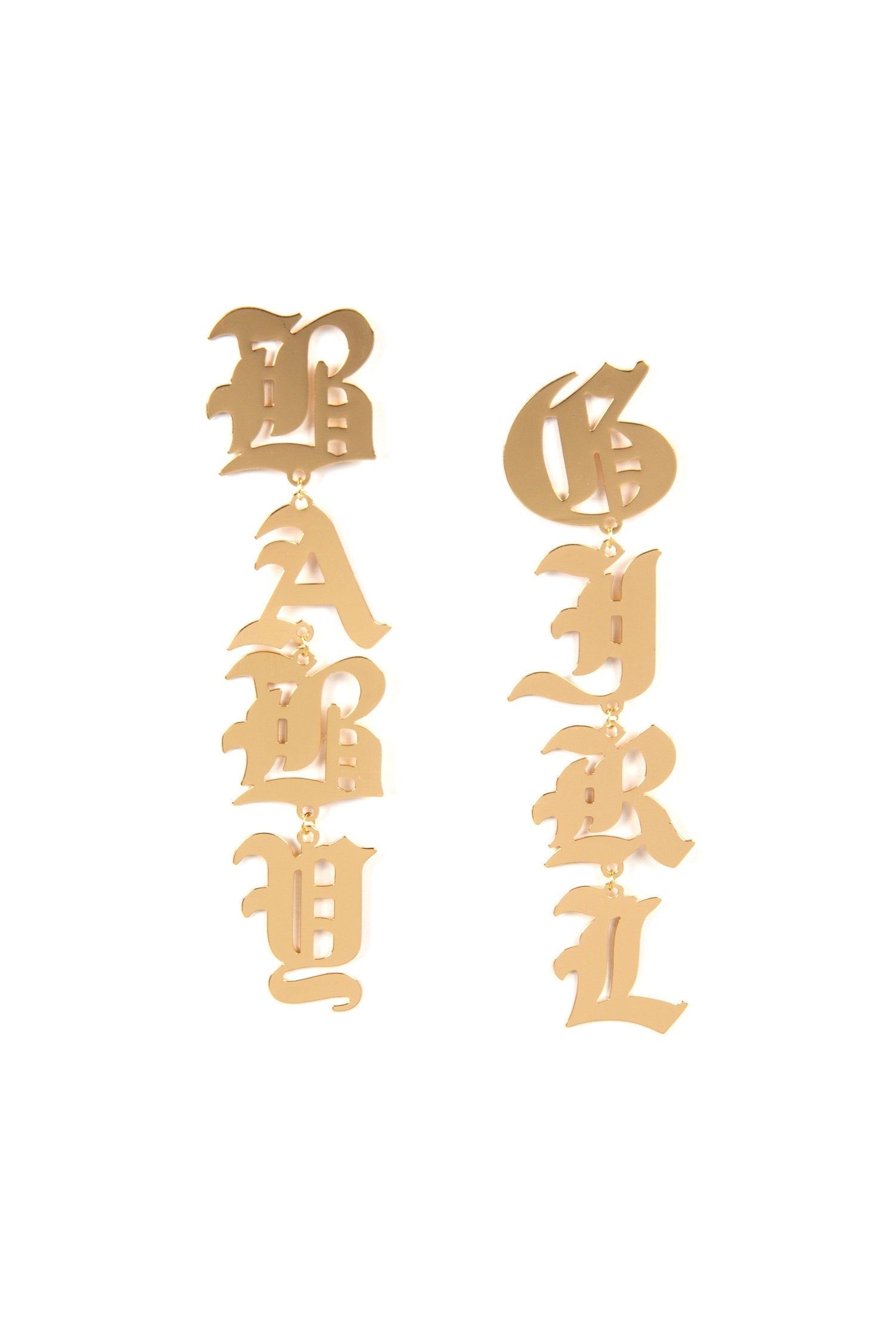 Baby Girl Old English Font Earrings