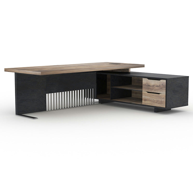 DAXTON Executive Desk with Right Return 200cm - Warm Oak & Black