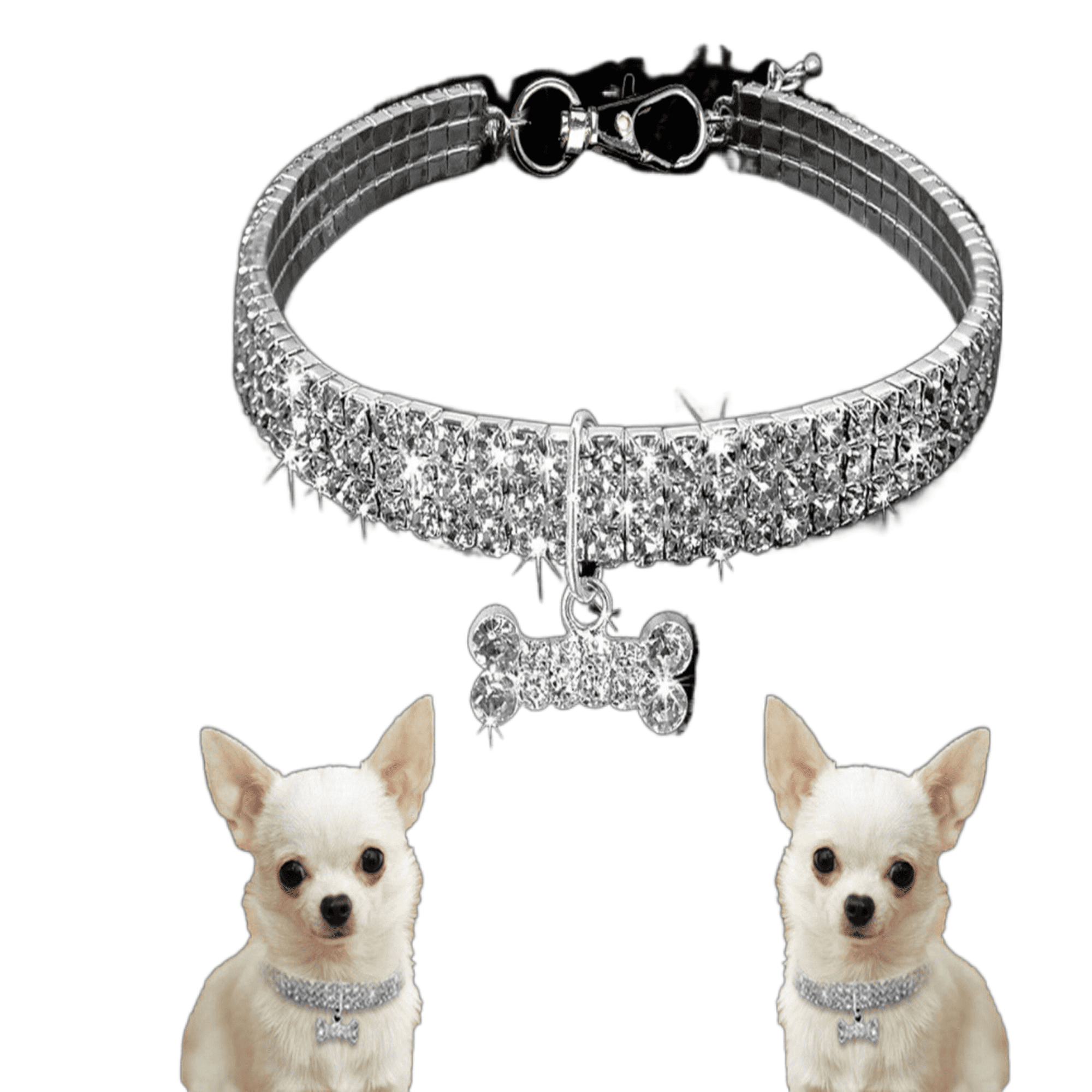 KelaJuan Animal Dog Collar，Diamond Bling Sparkly  Adjustable Collar Necklace for All Pet Dogs