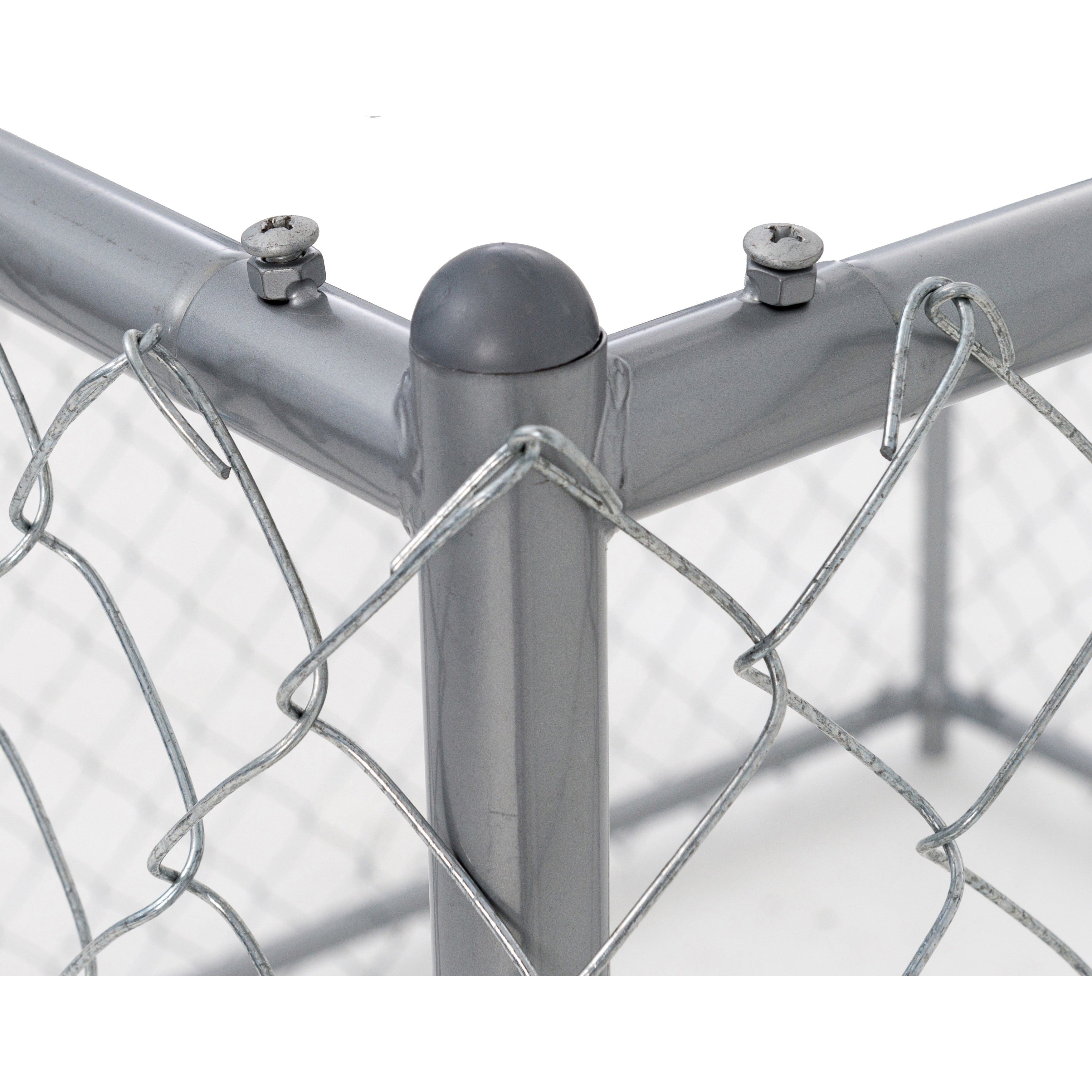 Lucky Dog Single-Door Chain Link Heavy Duty Outdoor Kennel， Silver， 5'L x 5'W x 4'H