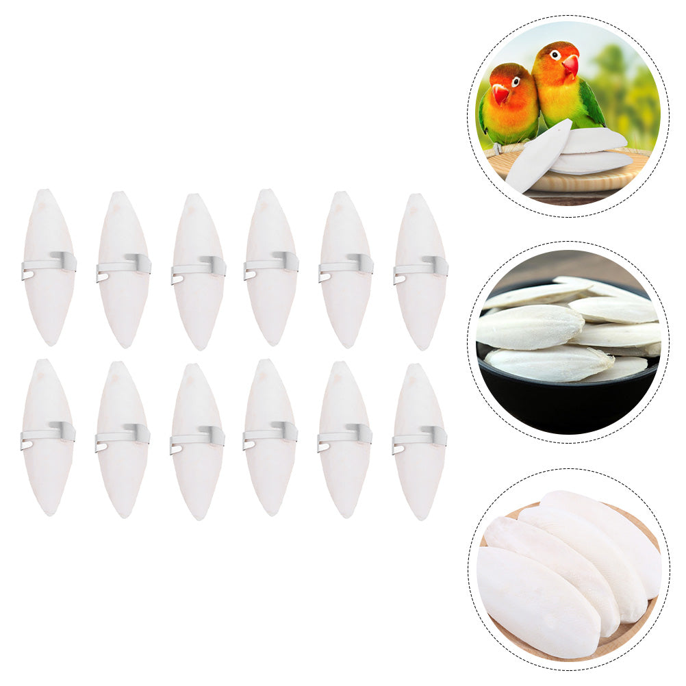 12 sets of Bird Cuttlebone Cuddle Bone Chewing Cuttlefish Bone with Metal Holder