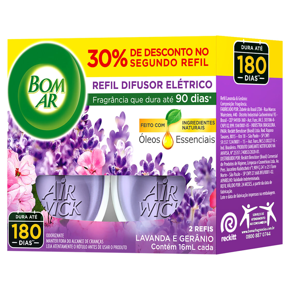 Pack Odorizador de Ambiente Lavanda e Geranio Bom Ar Air Wick 16ml Cada 2 Unidades