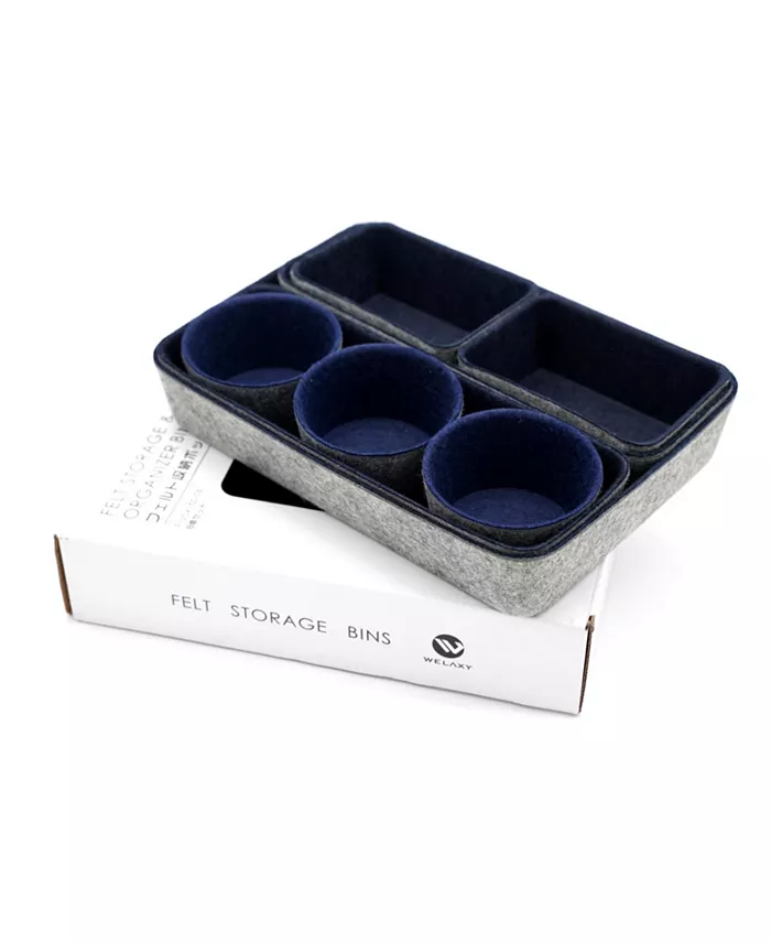 Welaxy 8 Piece Felt Drawer Organizer Set with Round Cups and Trays