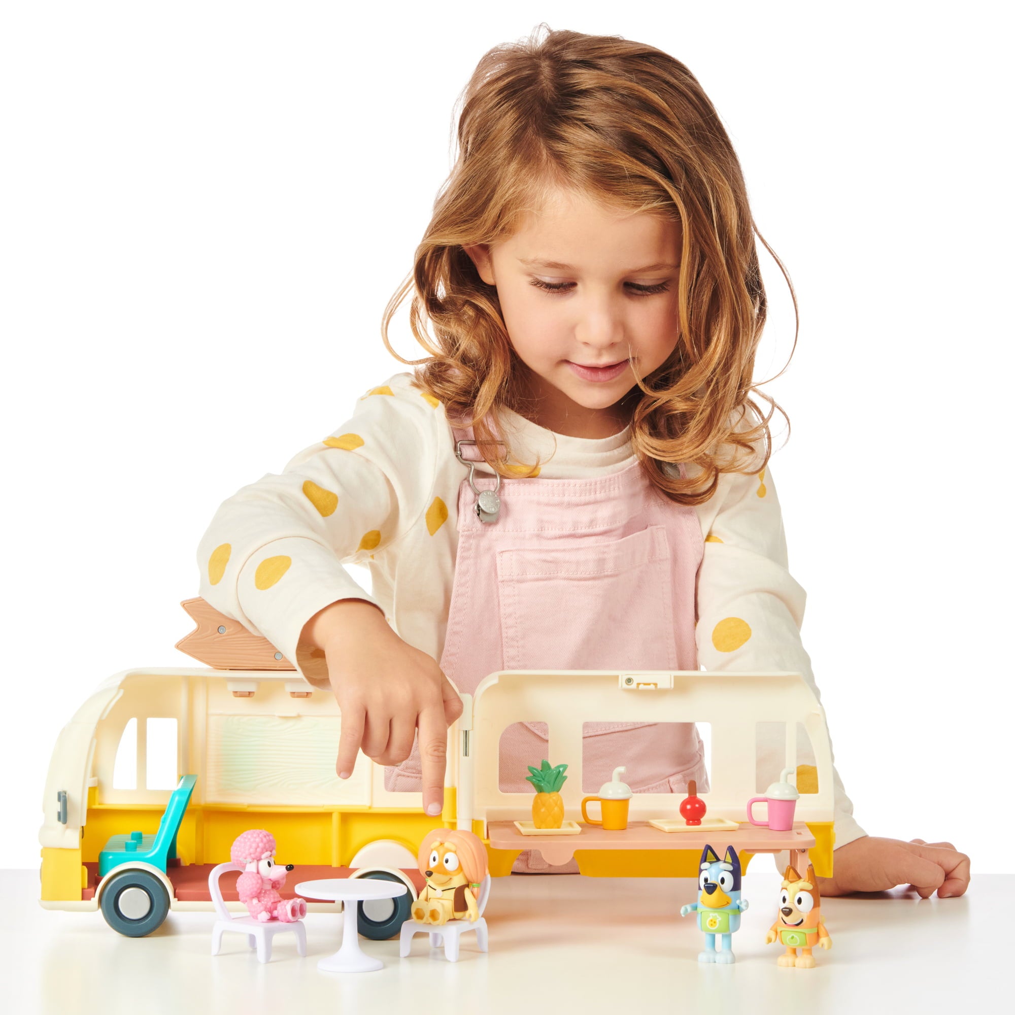 Bluey， Juice Truck Vehicle， Bluey， Bingo， Indy 3 inch Figures， Preschool， Ages 3+