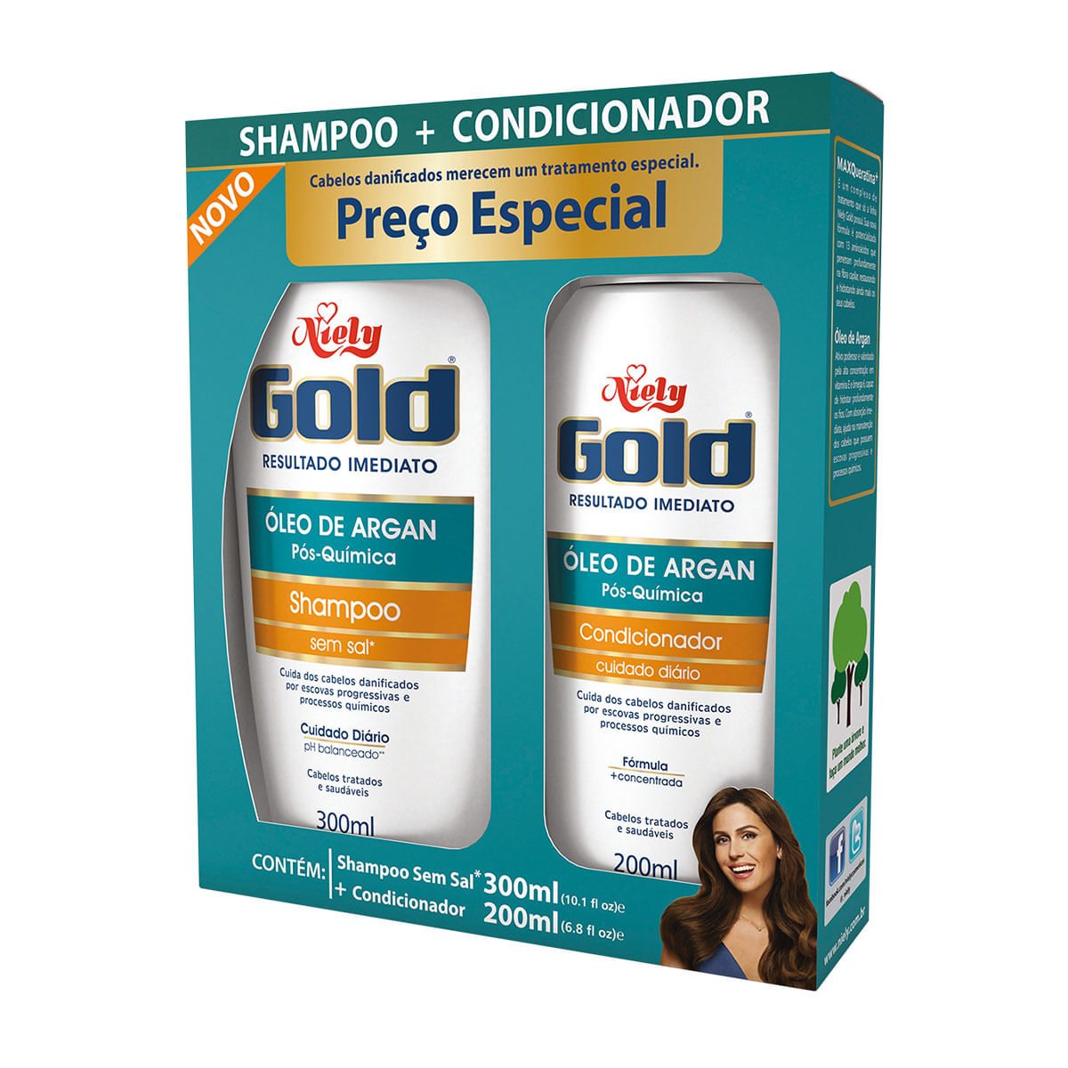 Kit Niely Gold Oleo de Argan Shampoo 300ml + Condicionador 200ml