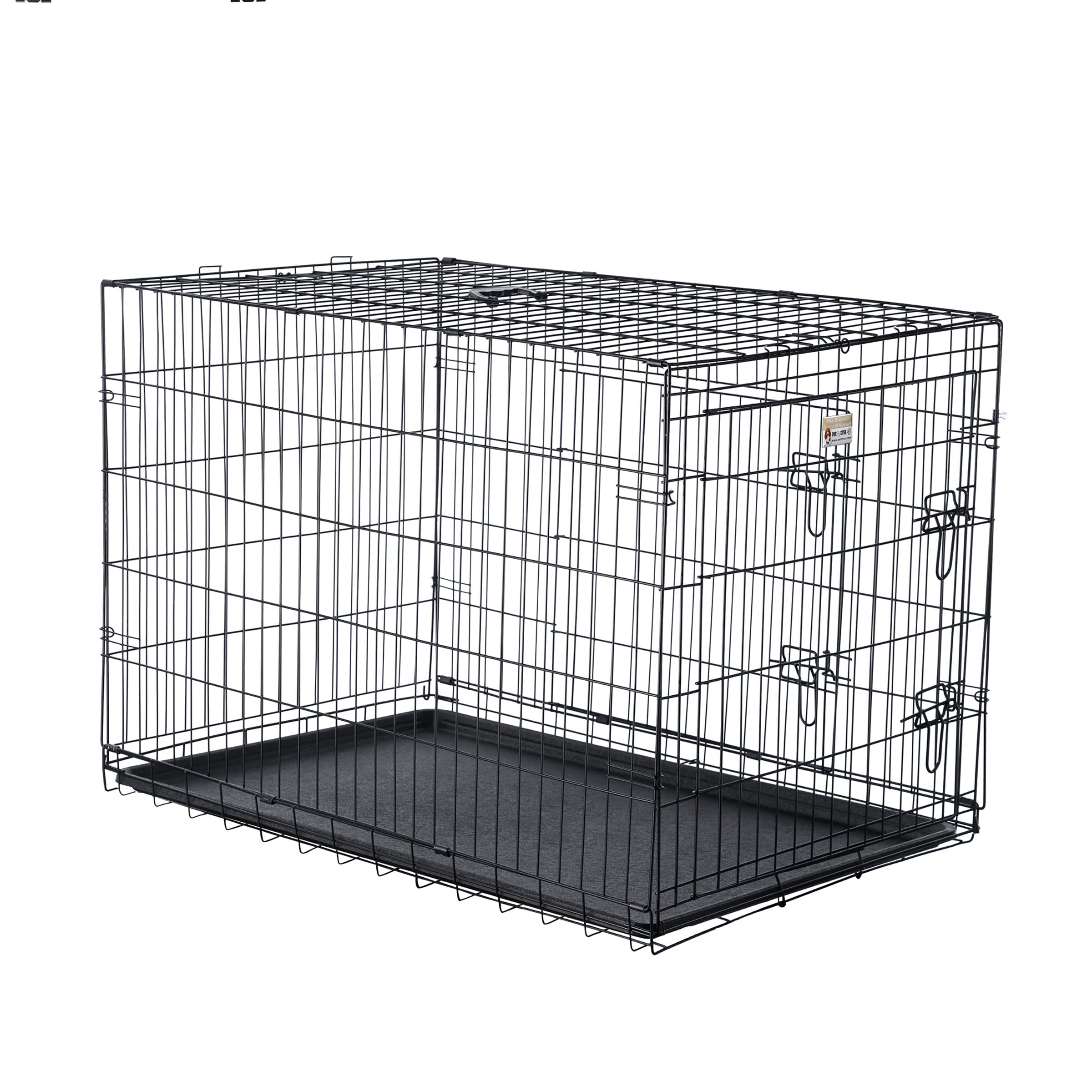 Dog Kennel - 42-inch Dog Crate with Doors for Front and Side Access - Collapsible Dog Crate with Divider Wall Panel for Large Dogs by Petmaker (Black)