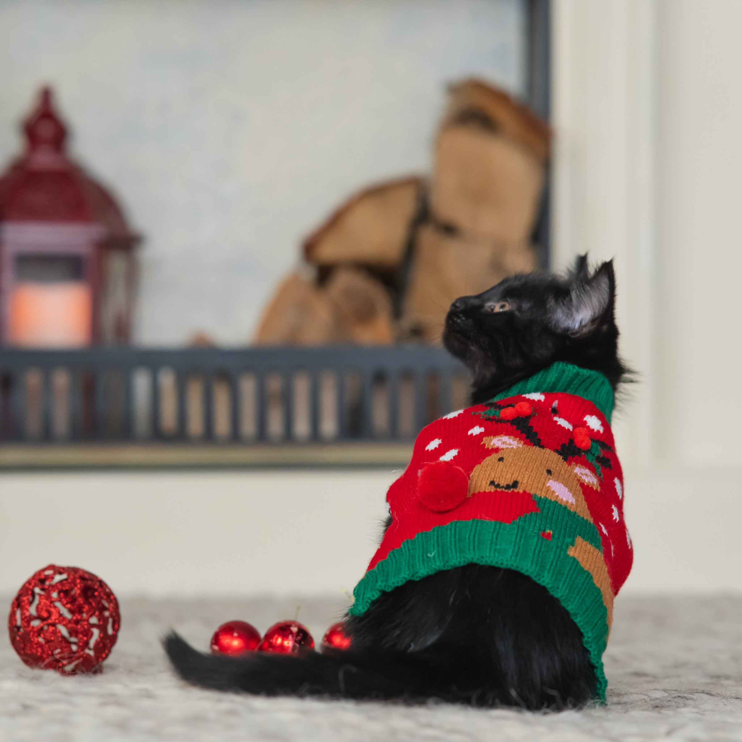 Vibrant Life， Holiday Dog Clothes， Reindeer Dog or Cat Sweater， Red XXS