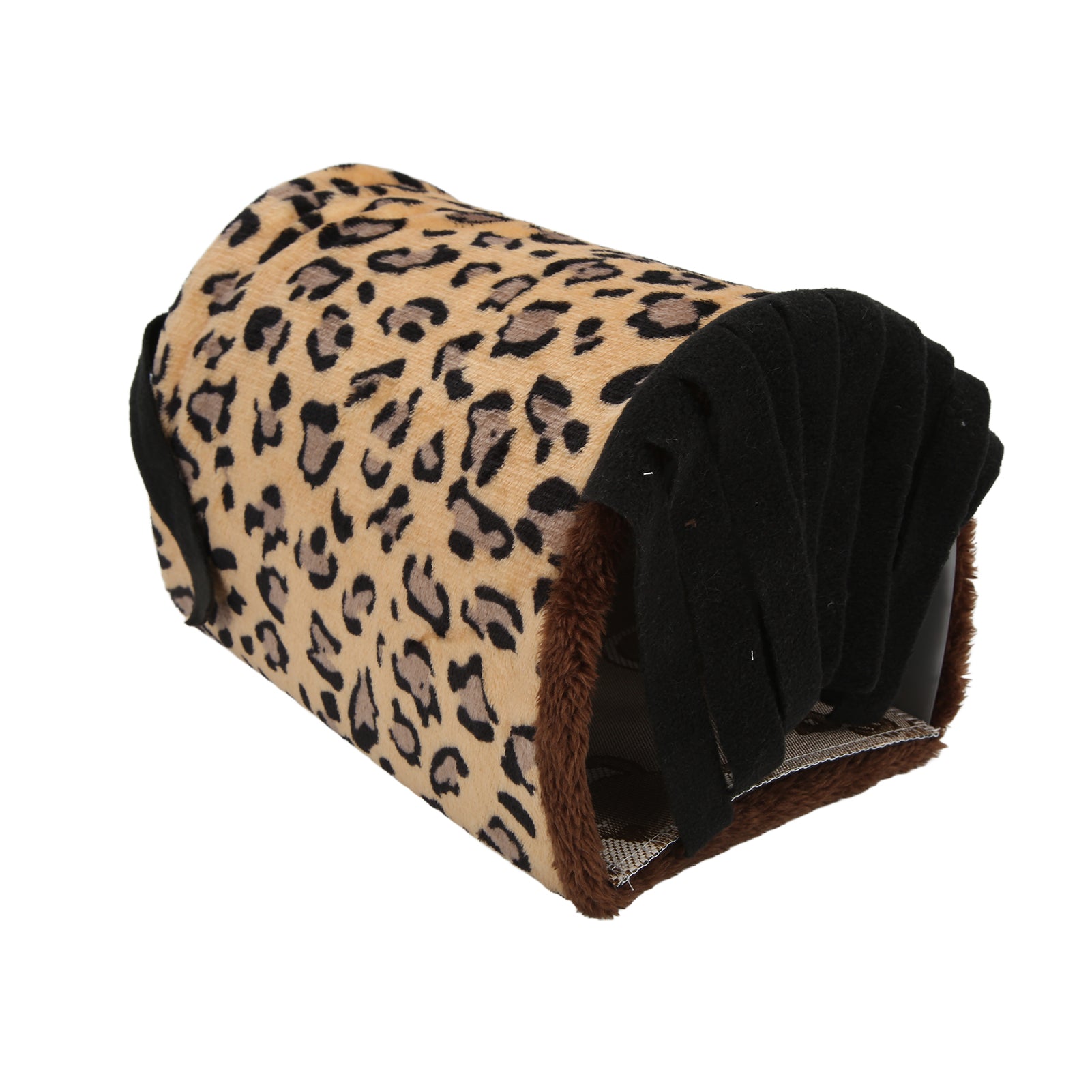 Pet Tunnel House， Shading Flannel Leopard Small Animal Hideaway Tube  For Hamster For Guinea Pig Black