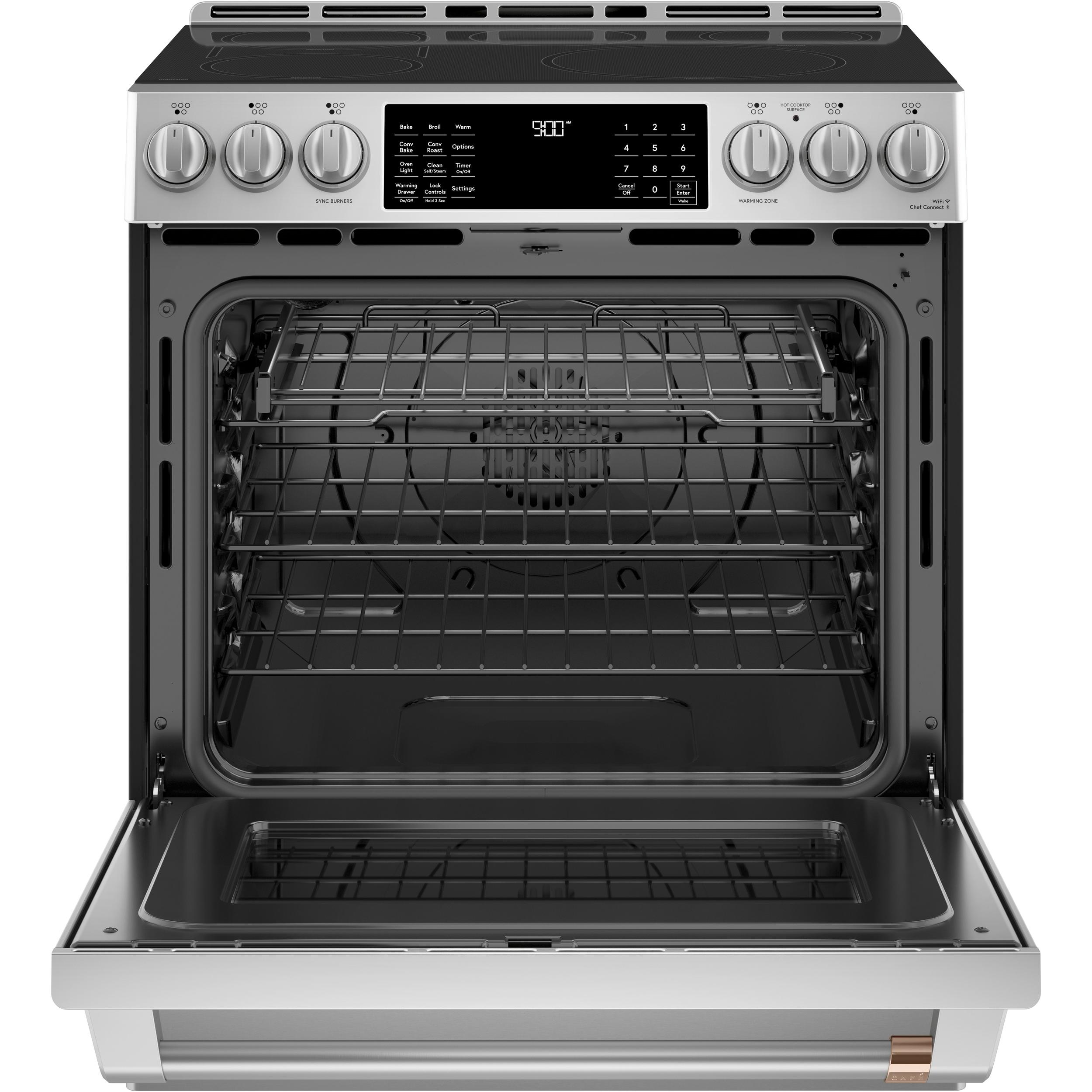 Caf¨¦ 30-inch Slide-in Induction Range with Warming Drawer CCHS900P2MS1