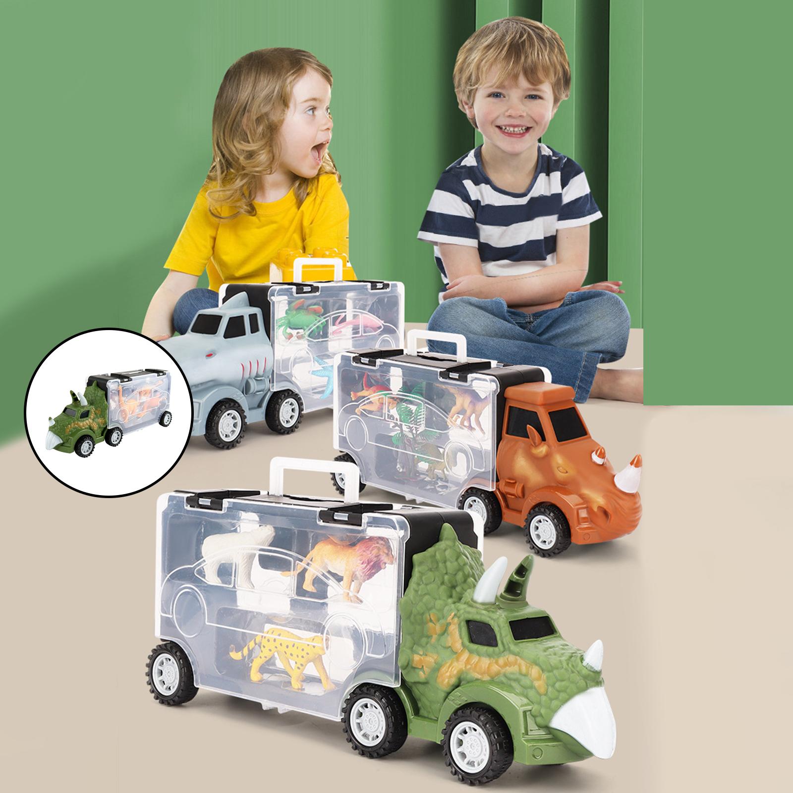 Dinosaur Truck Toy Dinosaur Toy Vehicle Carrier Collectibles Gift Dinosaur Figures Educational Toy for Toddlers Boys Kids - Triceratops