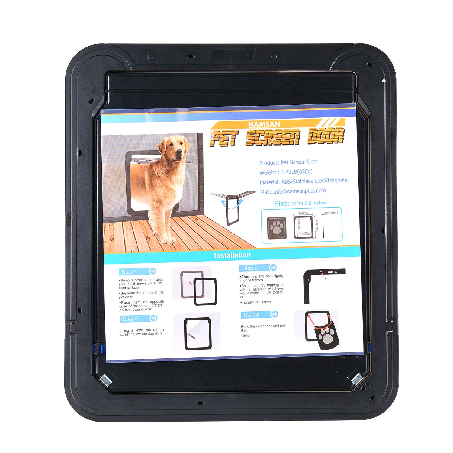 Ownpets Lockable Pet Screen Door， with Magnetic Locking Function， Plastic Door for Dog and Cat