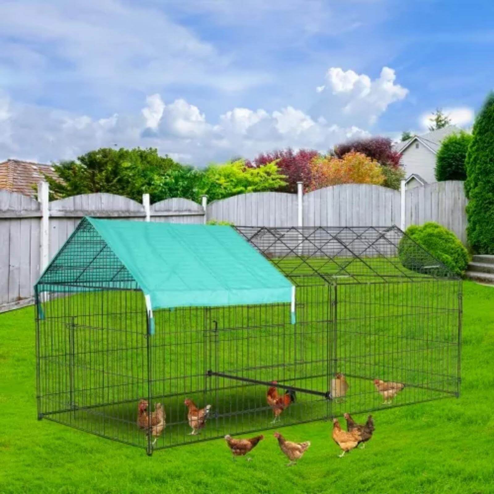 NiamVelo Extra Large Metal Chicken Coop， Outdoor Chicken Cage Chicken Coop Runs with Doorand Covere for Backyard Farm， Black