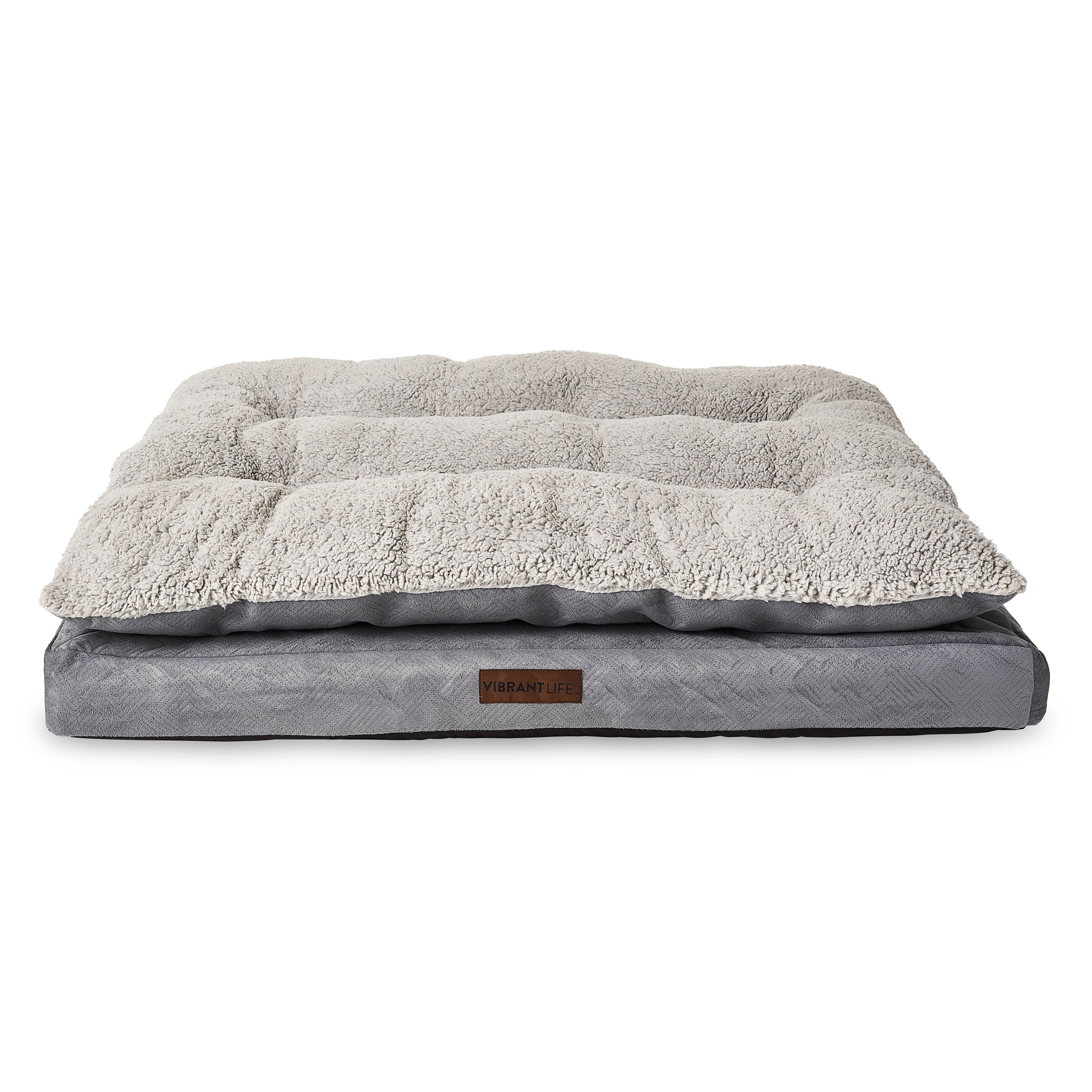 Vibrant Life Large Quilted Orthopedic Pillow Top Dog Bed， Gray