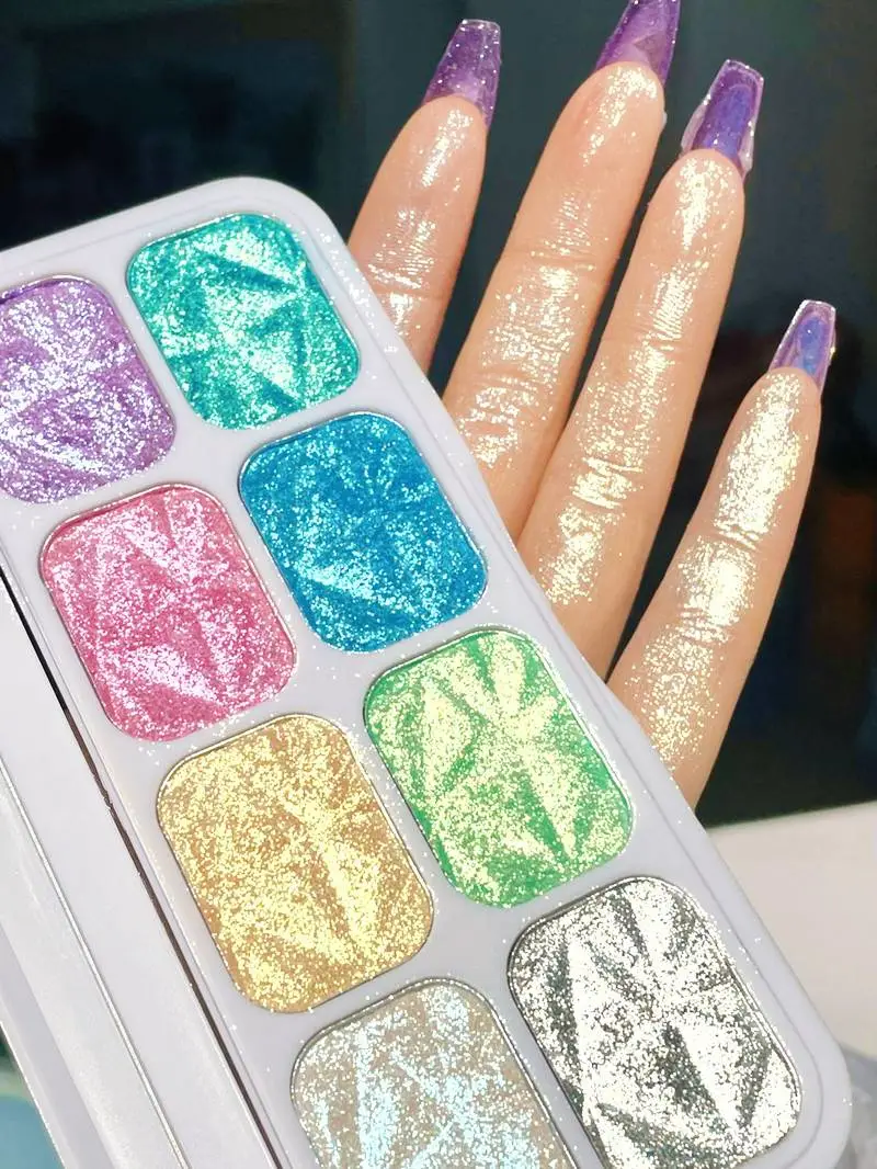 Face Contour Shiny Glow Highlight Powder 8 Colors Highlighter Palette