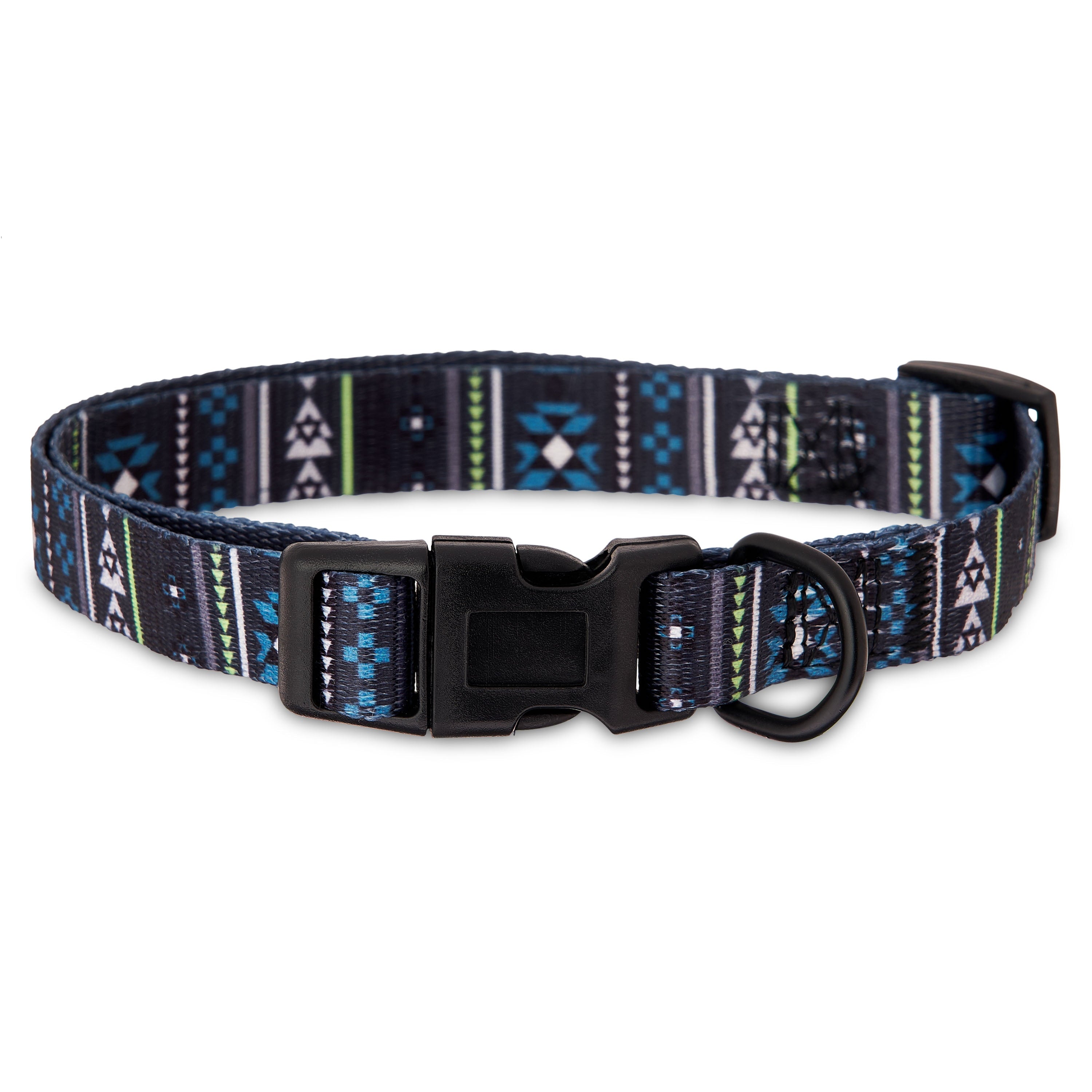 Vibrant Life Polyester Aztec Adjustable Collar for Dogs， Blue， Medium