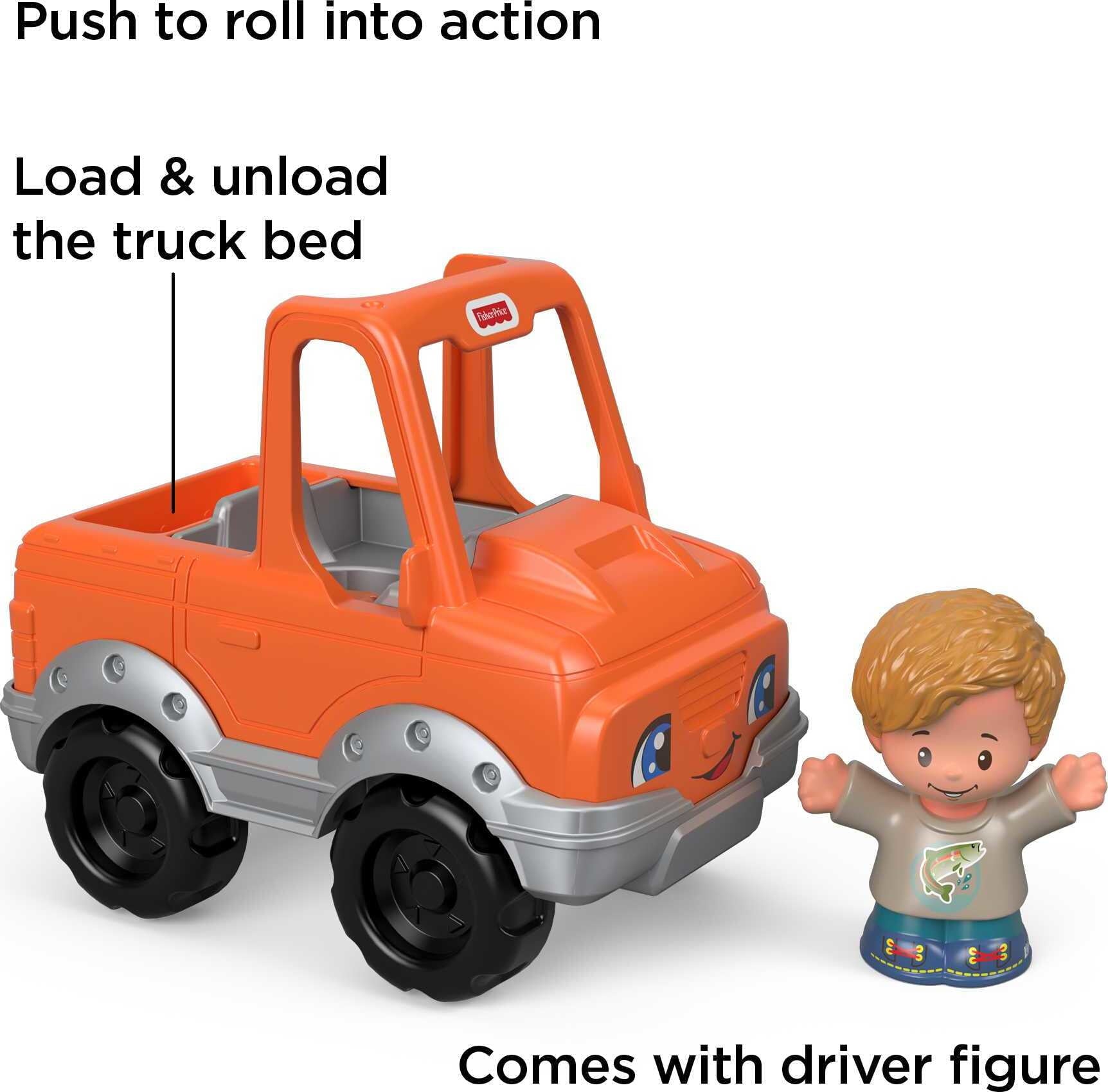 Fisher-Price Little People Help A Friend Pick Up Truck Toddler Toy Orange Vehicle and Figure