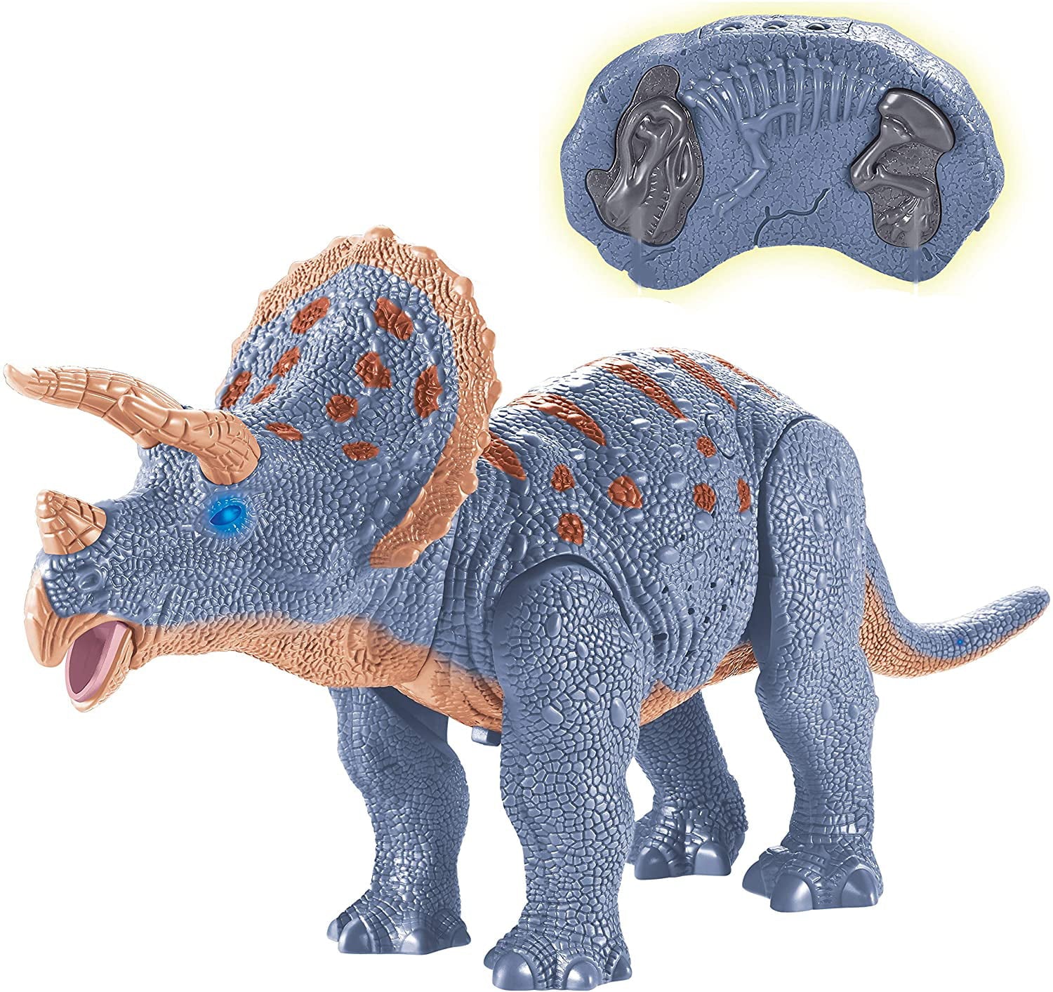 Contixo Infrared RC Dinosaur Toy for Kids Waking Triceratops with Light up Eyes and Sounds， DR2 Electronic Pet
