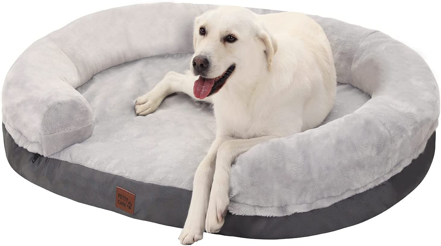 pettycare Memory Foam Dog Beds with Sides for Large Dogs， Orthopedic Washable Extra Large Dog Bed with Removable Cover， Waterproof XL Pet Bed with Nonskid Bottom
