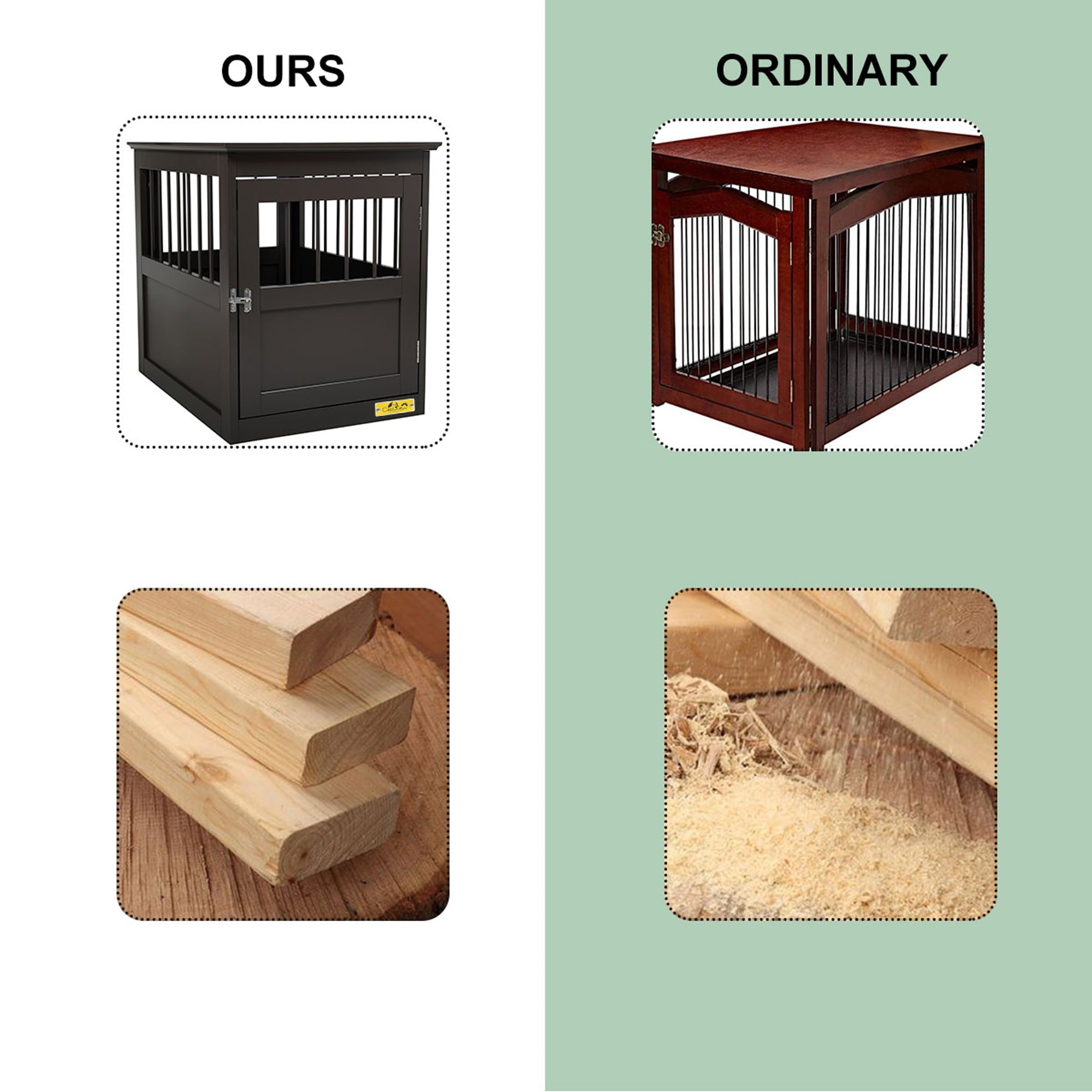 Coziwow Pet Crate End Table Wooden Dog Furniture Kennel Indoor Cage Brown