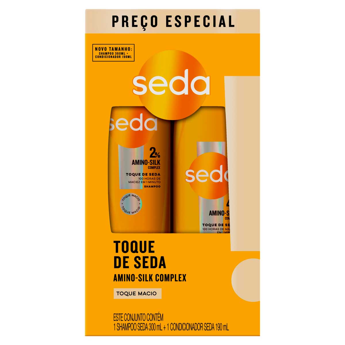 Kit Shampoo 300ml + Condicionador 190ml Seda Toque de Seda