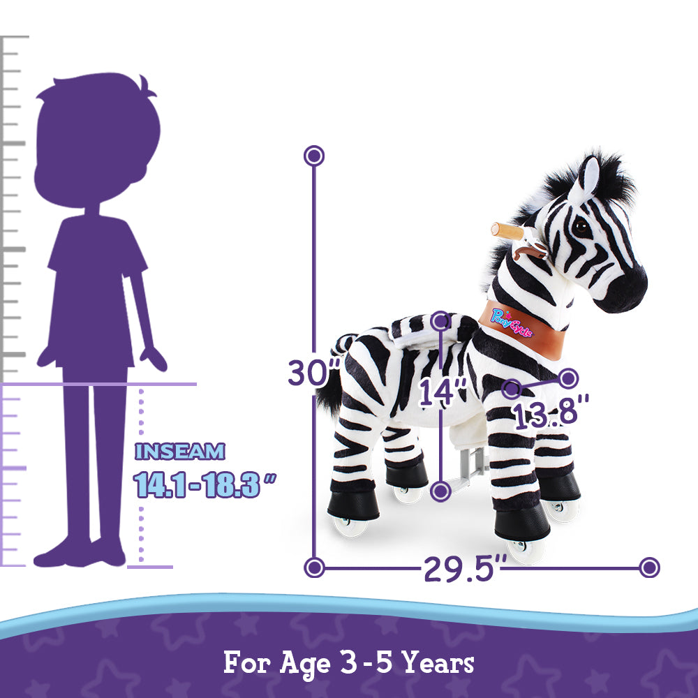PonyCycle Ride on Zebra Toddler Ride on Toys (with Brake/ 30