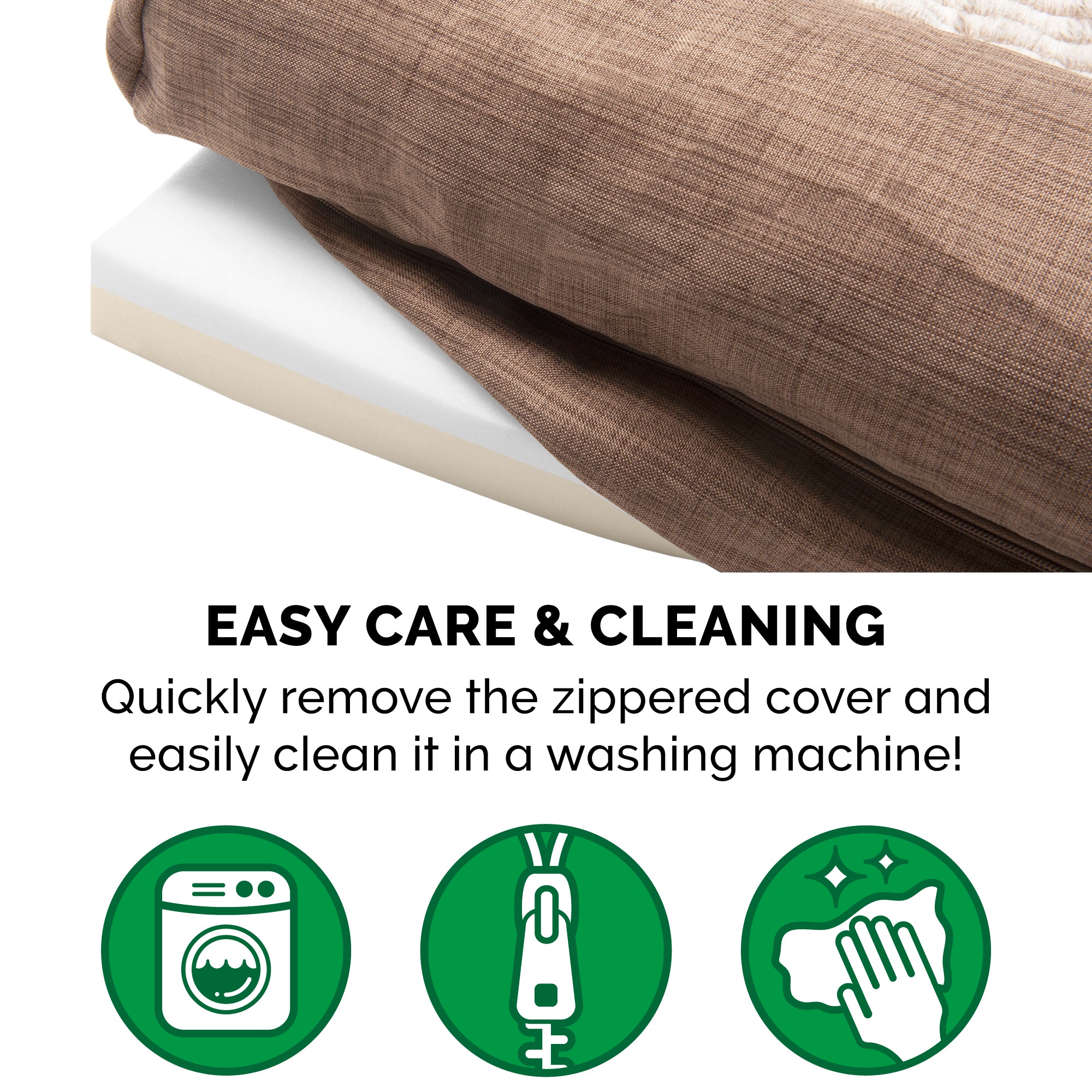 FurHaven Pet Products | Memory Foam Luxe Fur and Performance Linen Sofa Pet Bed for Dogs and Cats - Woodsmoke， Jumbo