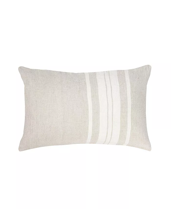Anaya Home Natural Beige Bold Stripes Linen Down Lumbar Pillow