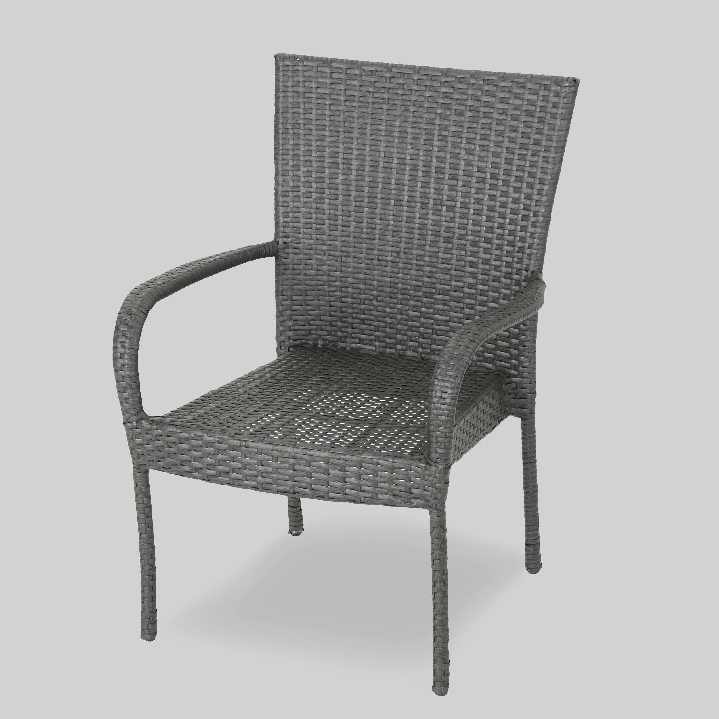 Michaela Outdoor 7 Piece Stacking Grey Wicker and Concrete Dining Set