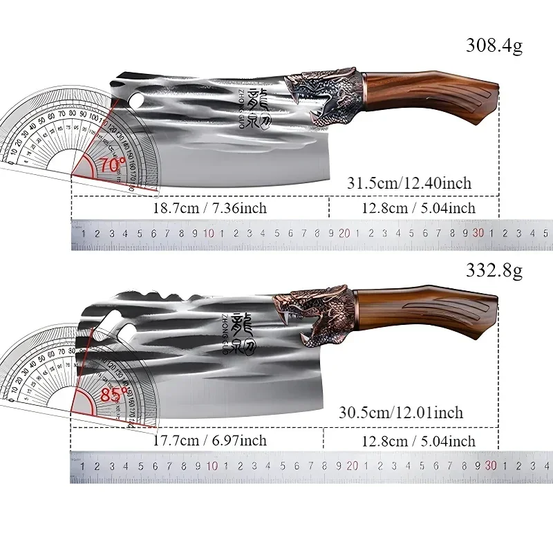 (Compre 1 e Leve 2) Cutelo Quebra-Ossos Dragão Imperial™ com Lâmina Texturizada e Cabo Ornamentado / Poder e Elegância na Arte de Cortar!