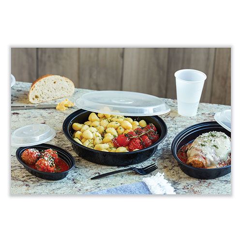 Pactiv Newspring VERSAtainer Microwavable Containers | Oval， 6 oz， 5.7 x 4 x 1.1， Black