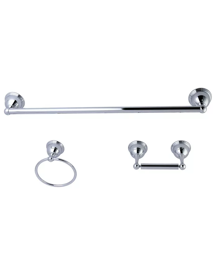 Kingston Brass Restoration 3-Pc. Bathroom Accessory Combo in Polished Chrome