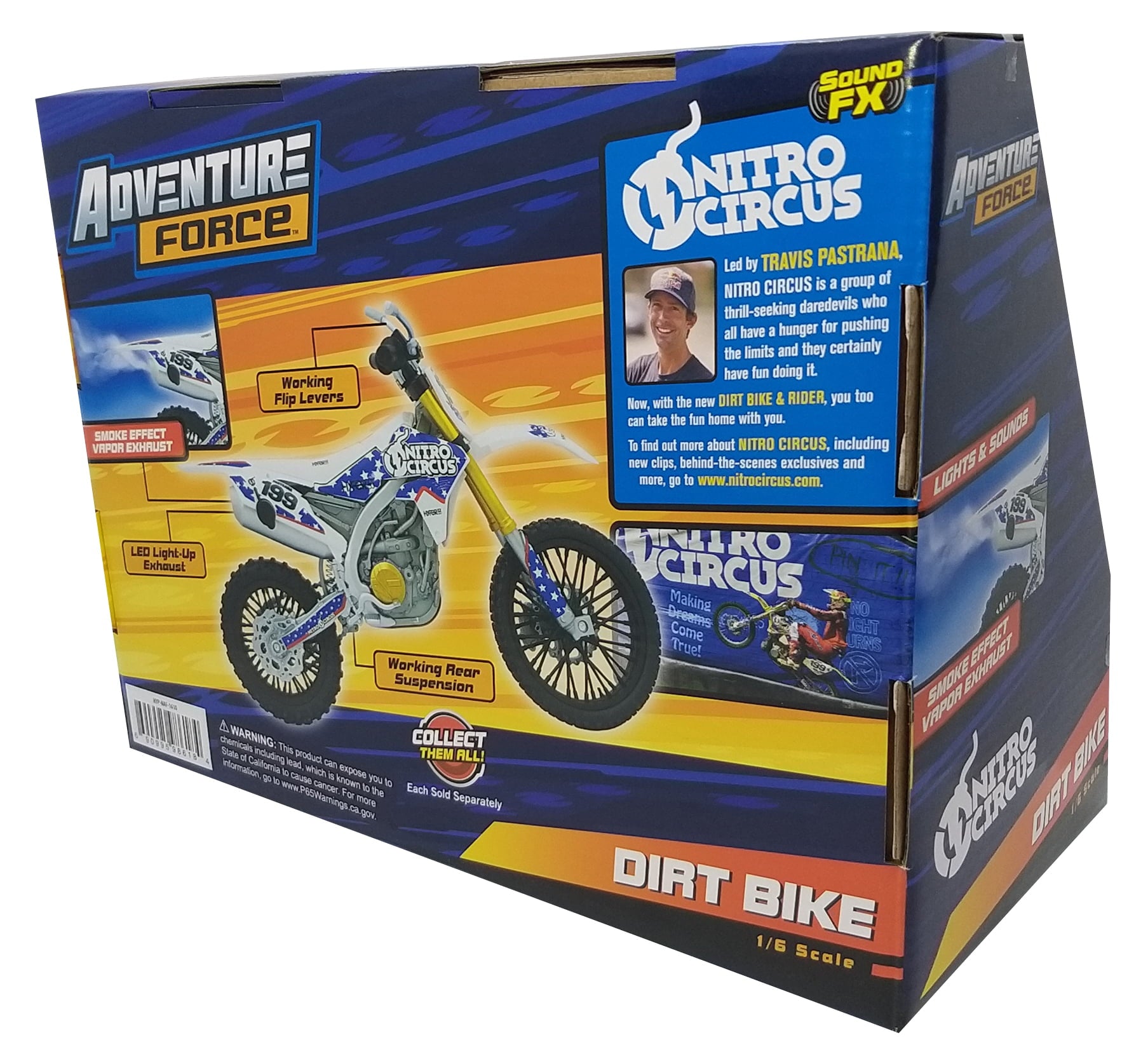 Adventure Force 1:6 Scale Motorcycle Play Vehicle for Kids with Authentic Nitro Circus Travis Pastrana Graphics