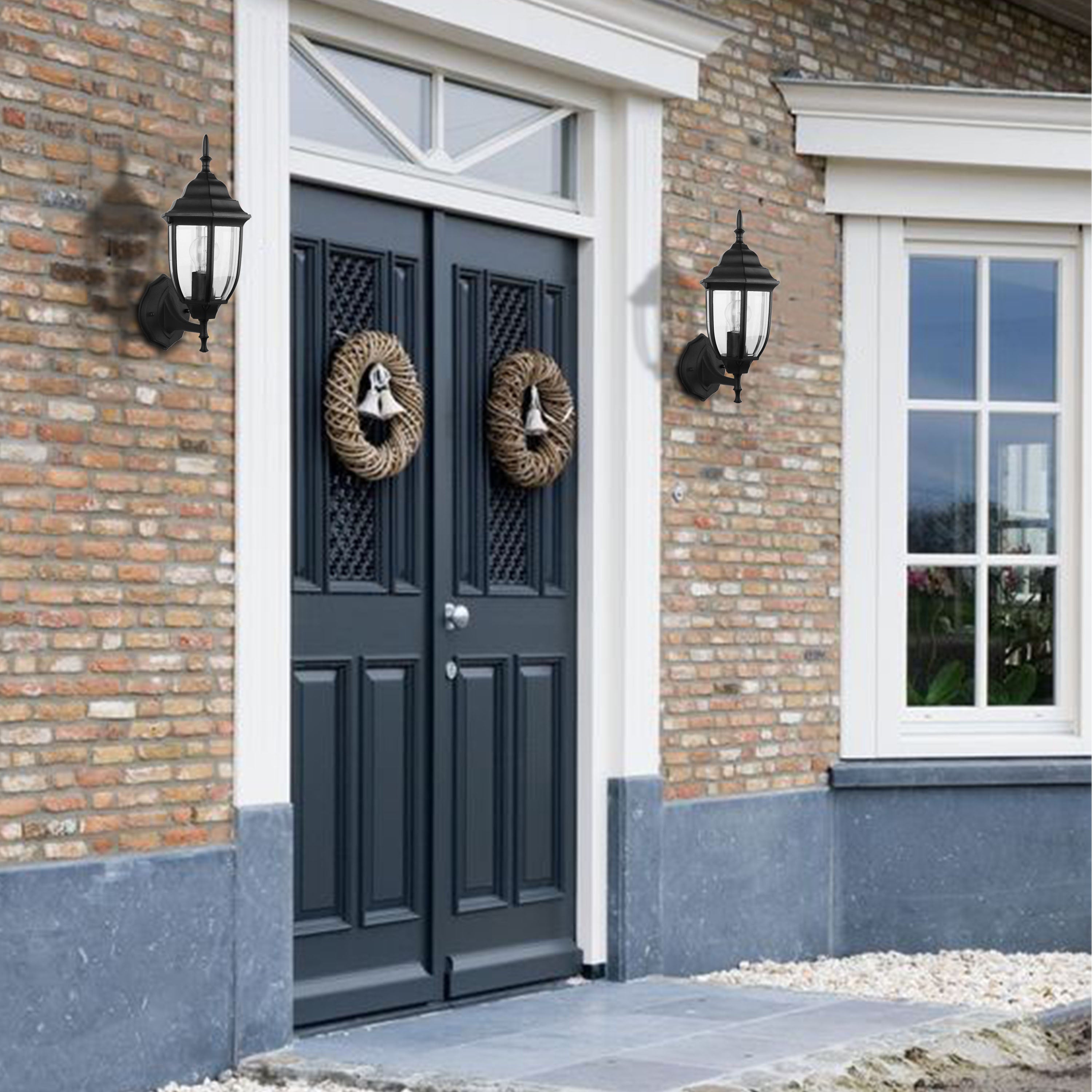 C Cattleya 2-Pack 1-Light Outdoor Wall Sconce, Die-cast Aluminum-Black Finish