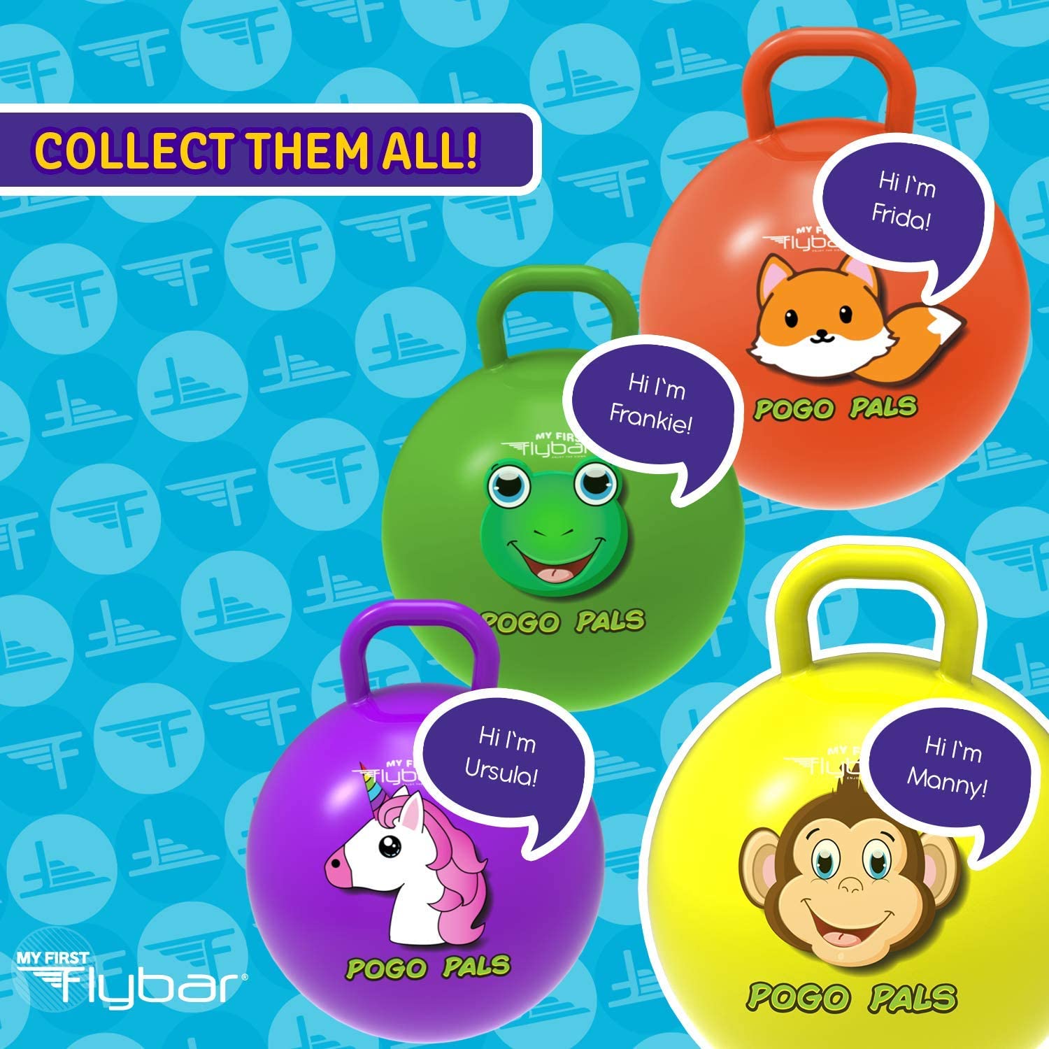 Flybar My First MFF Pogo Pals Hopper Ball for Kids， 125lbs ， Ages 3+， Small ， Unicorn