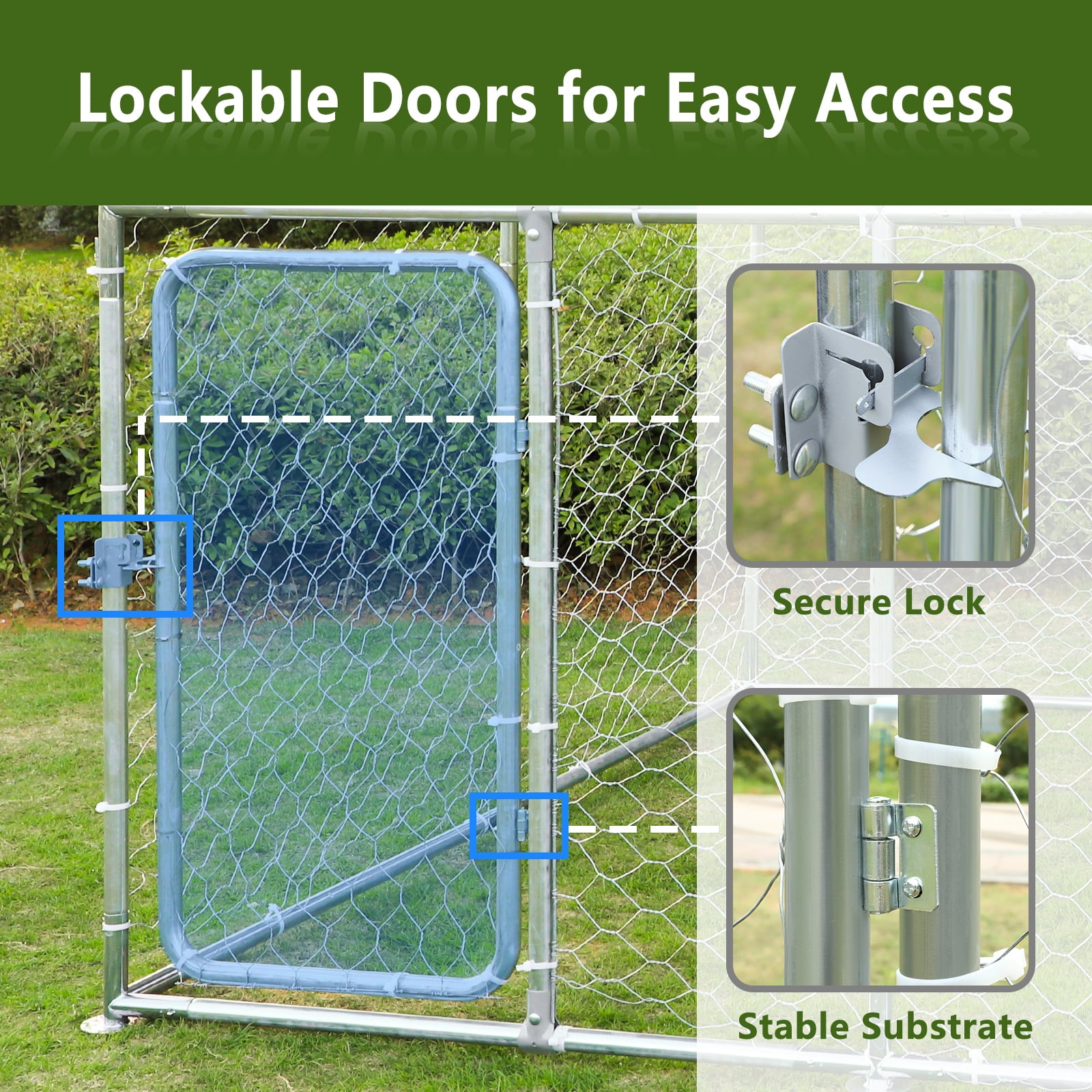 MAGIC UNION Dog Cage Metal Outdoor Pet Playpen Wire Kennel with Water-Resistant Cover Roof