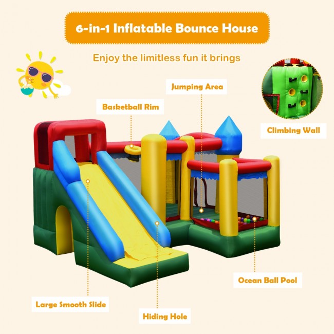 Mighty Inflatable Bounce House Castle Jumper Moonwalk Bouncer w/735W Blower 120'' x 120'' x 84''