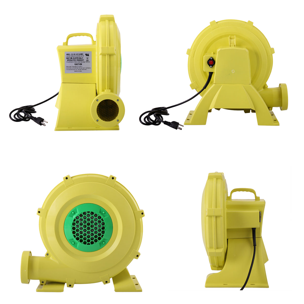 TOBBI 680 Watt 1.0HP Air Blower Pump Fan For Inflatable Bounce House Bouncy Castle， Yellow
