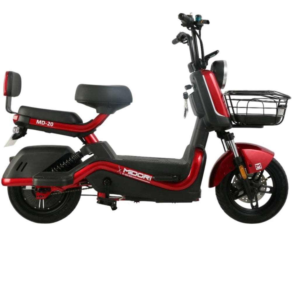 Bicicleta Elétrica Scooter Autopropelida Freio a Disco 650W 48V MD-20 Vermelha Midori
